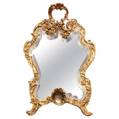 Antique 19th Century French Louis XV Bronze Dore Free Standing Vanity Table Mirror