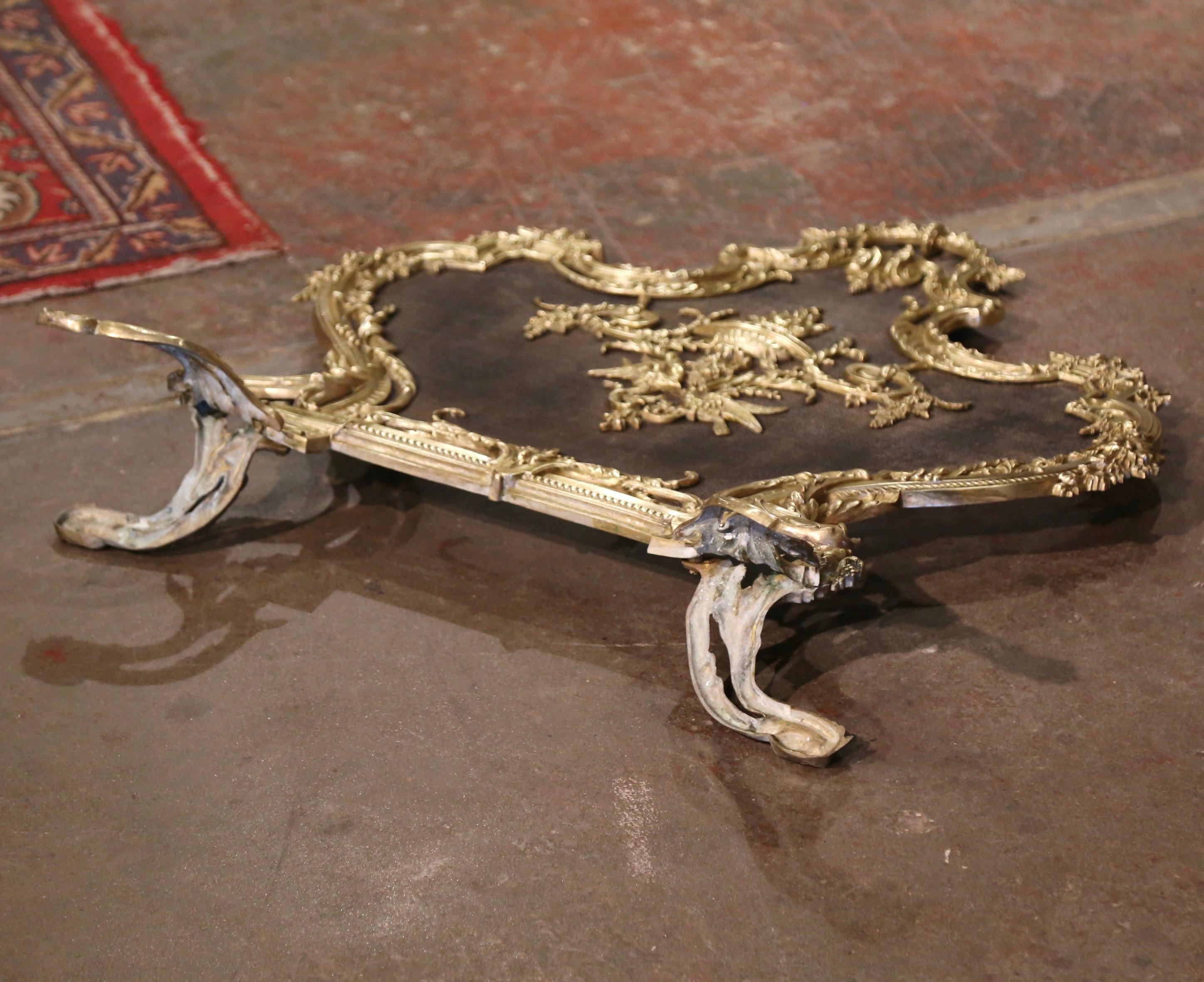 19. Jahrhundert Französisch Louis XV Bronze Doré Rokoko Kaminschirm  im Angebot 6
