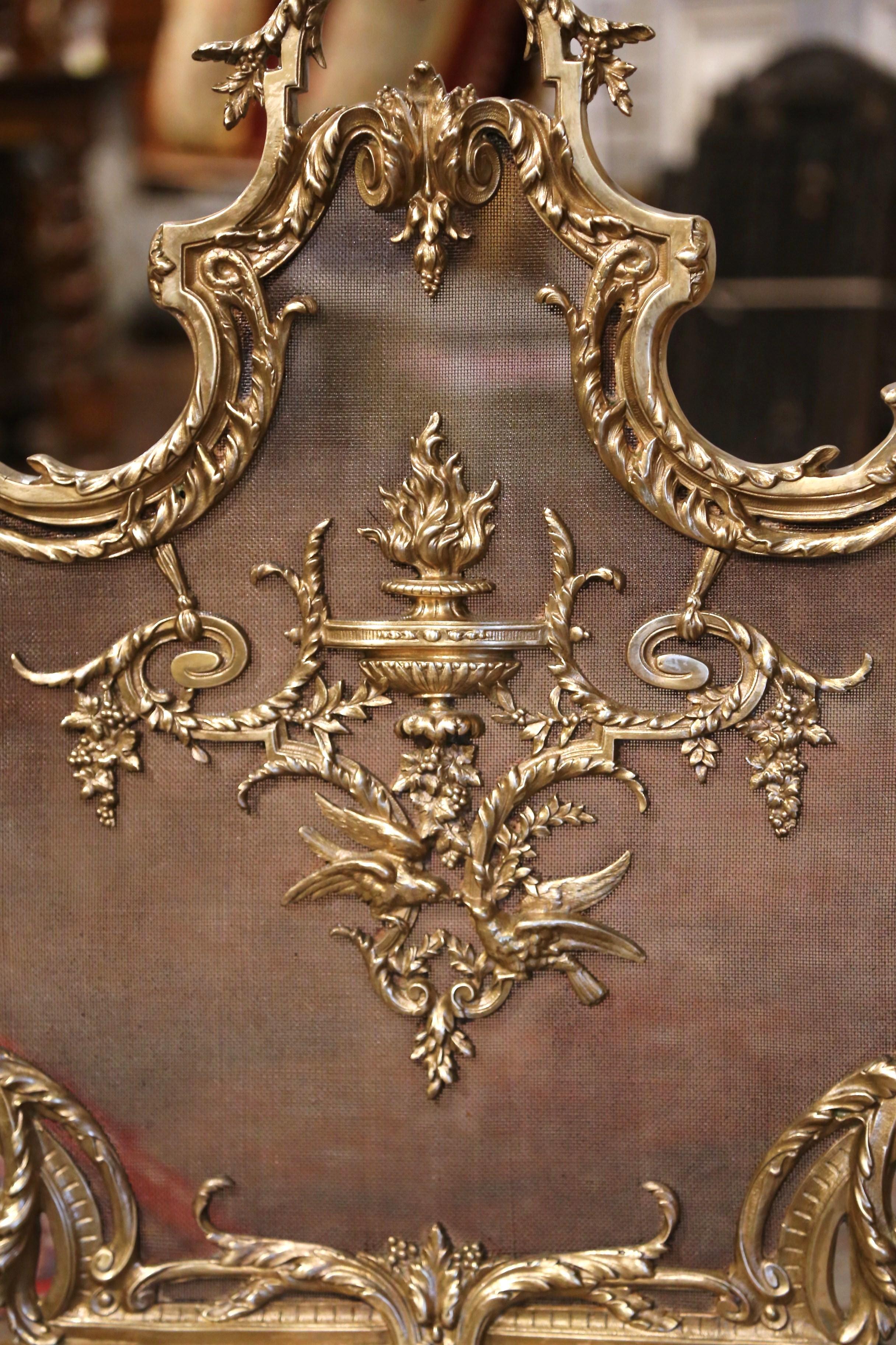 19. Jahrhundert Französisch Louis XV Bronze Doré Rokoko Kaminschirm  (Handgefertigt) im Angebot