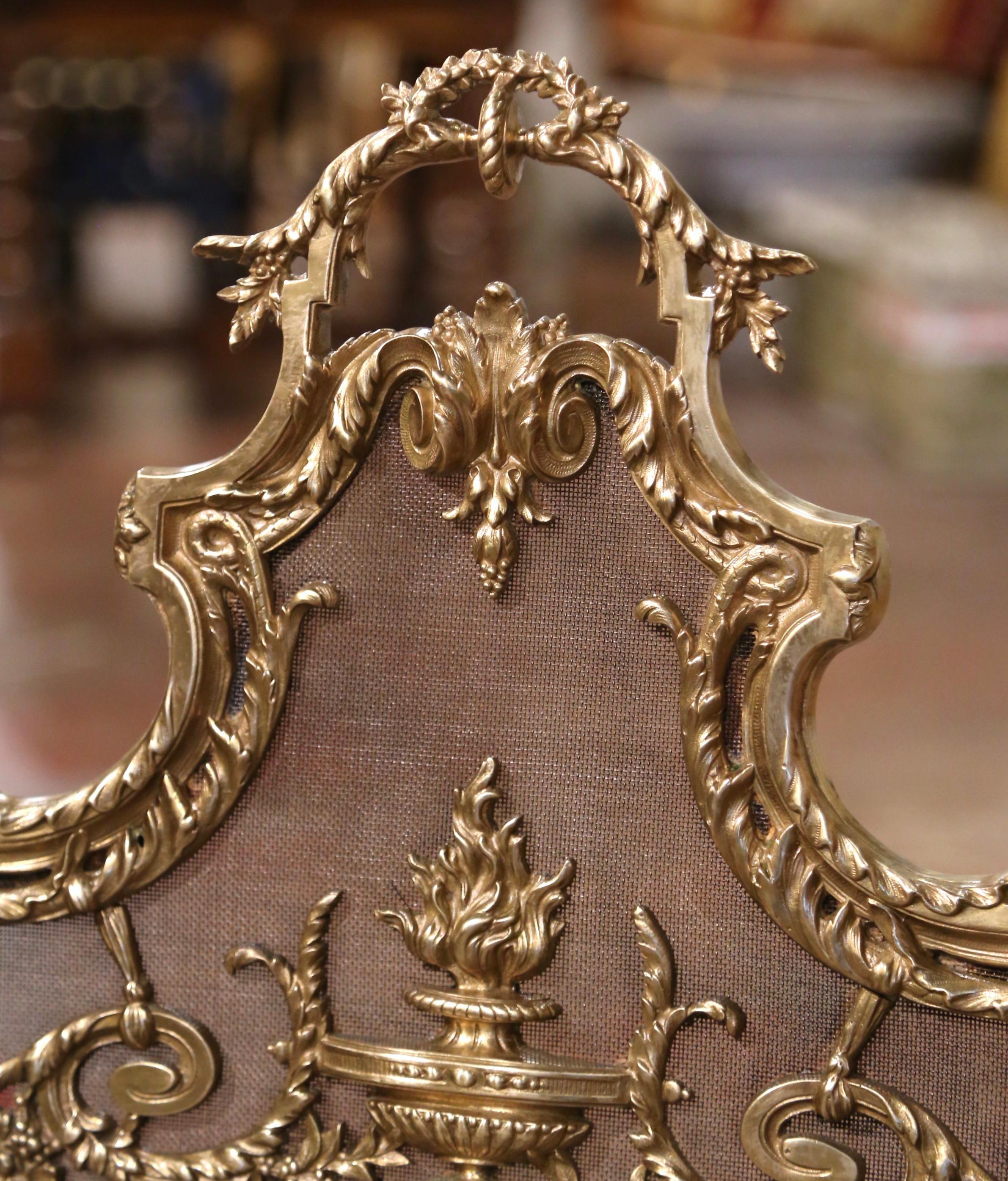 19th Century French Louis XV Bronze Doré Rococo Fireplace Screen For Sale 3