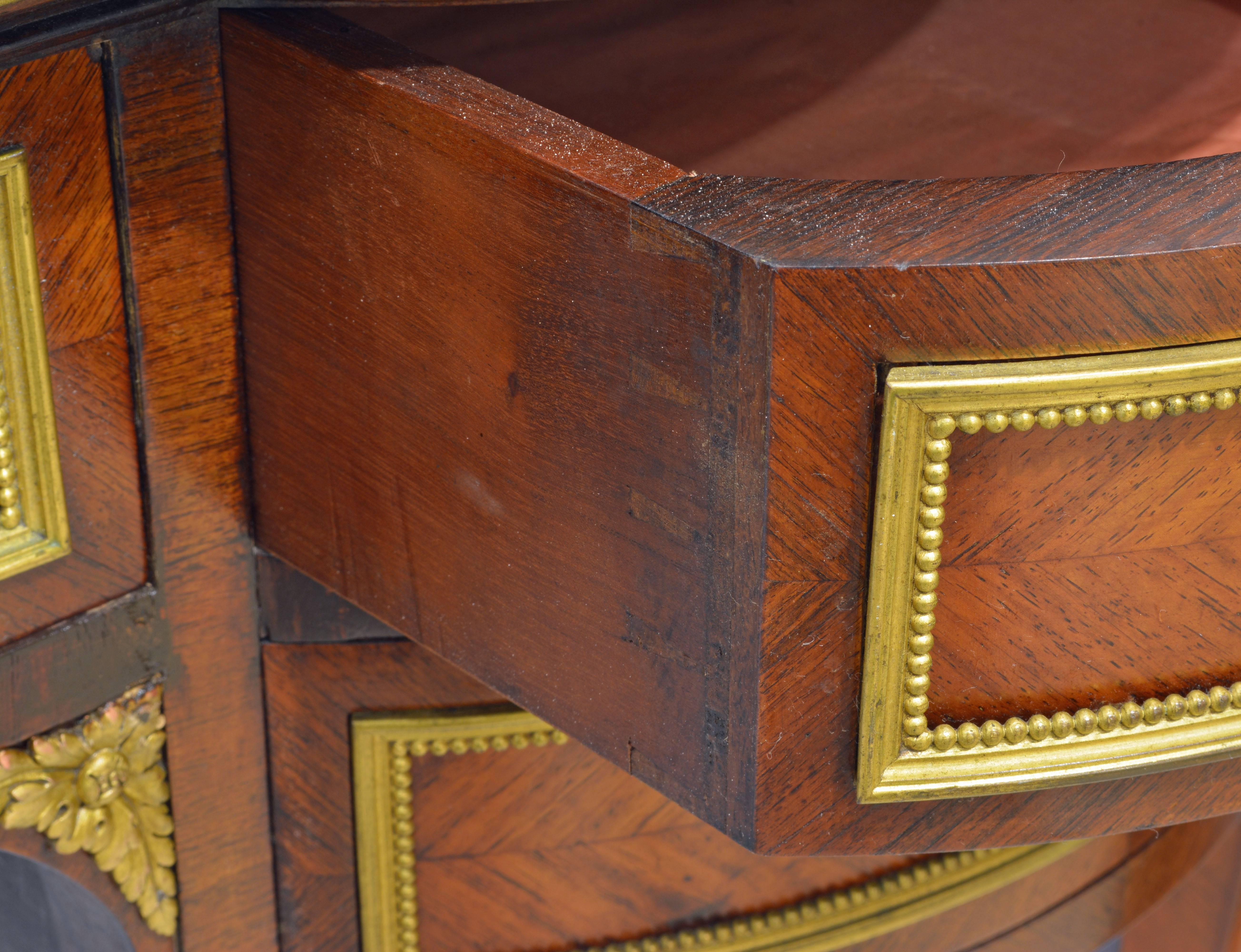 19th Century French Louis XV Bronze-Mounted Kingwood Parquetry Writing Desk 4