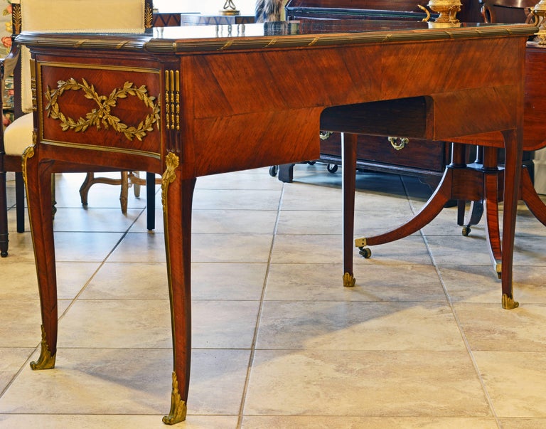 Gilt 19th Century French Louis XV Bronze-Mounted Kingwood Parquetry Writing Desk