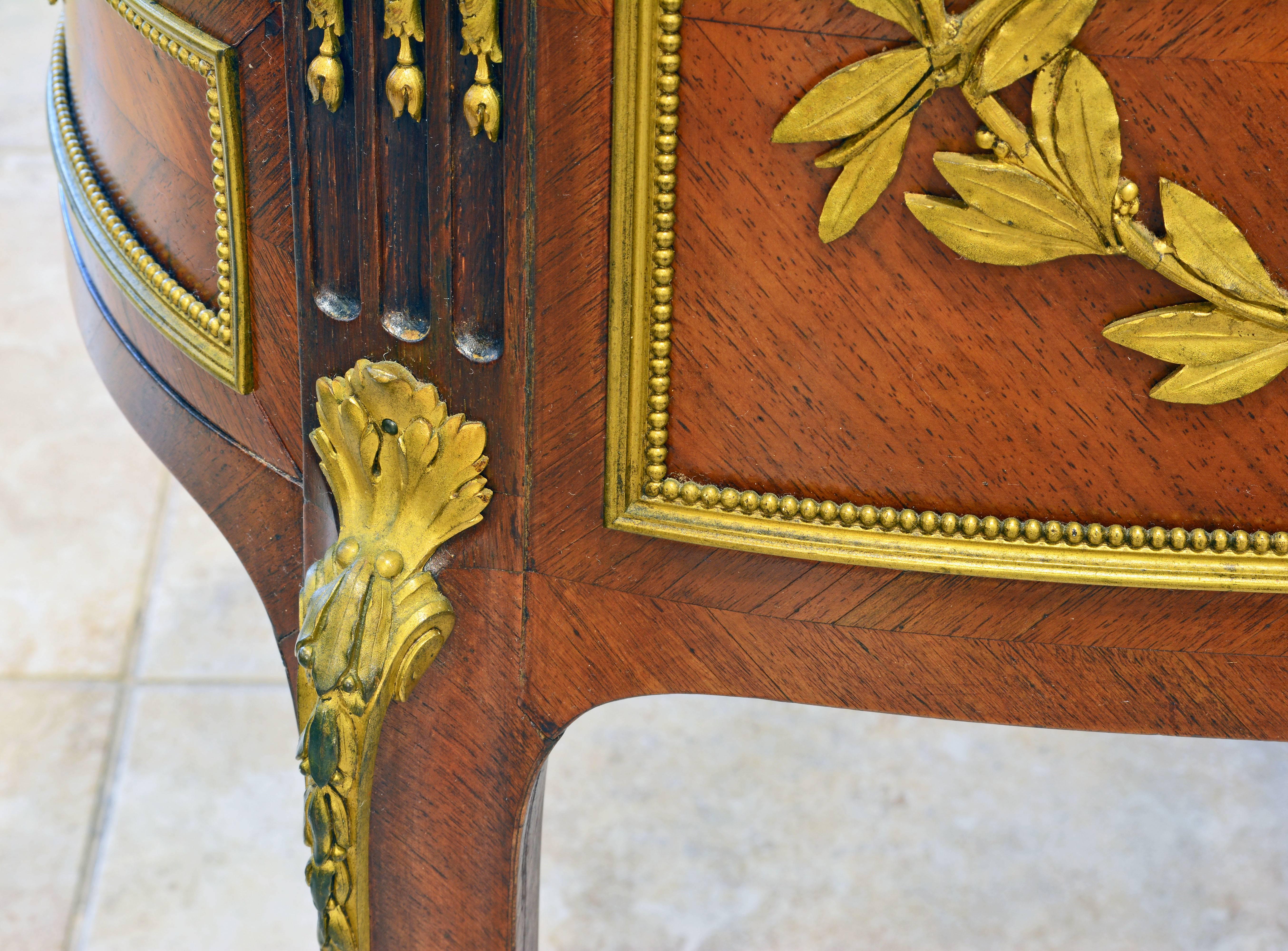 19th Century French Louis XV Bronze-Mounted Kingwood Parquetry Writing Desk In Good Condition In Ft. Lauderdale, FL