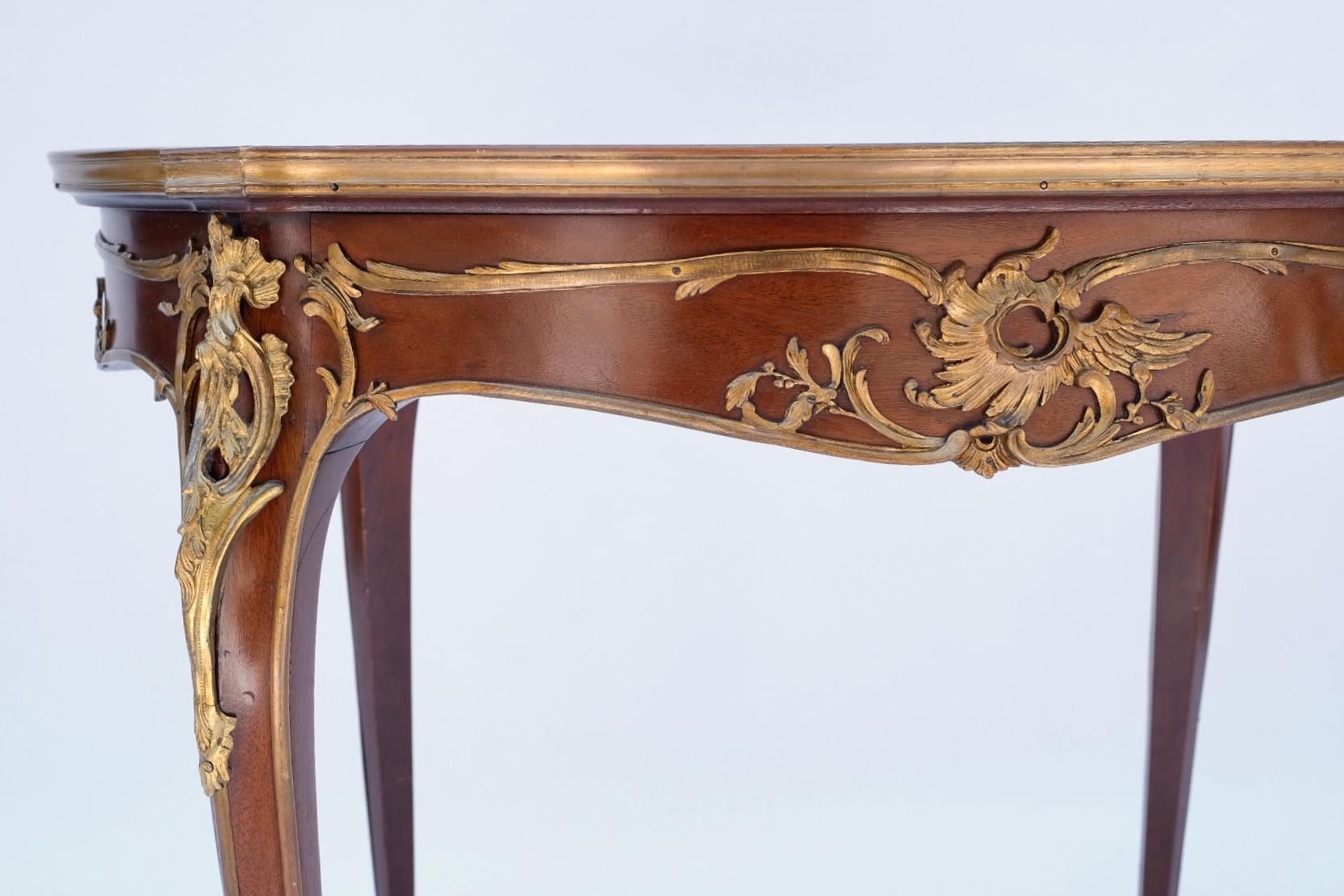 19th Century French Louis XV Bronze-Mounted Linke Table In Good Condition For Sale In Los Angeles, CA