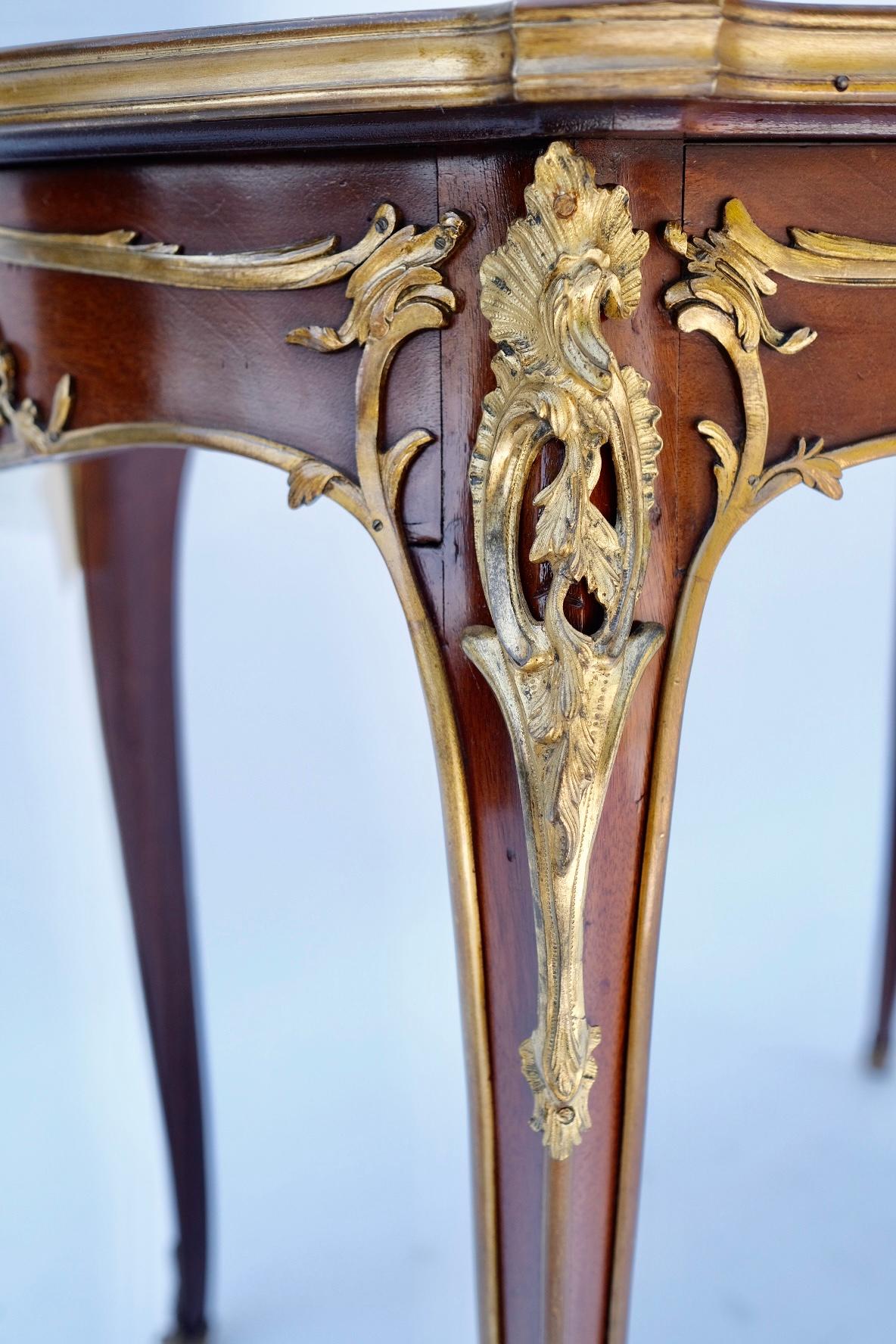 Marble 19th Century French Louis XV Bronze-Mounted Linke Table For Sale
