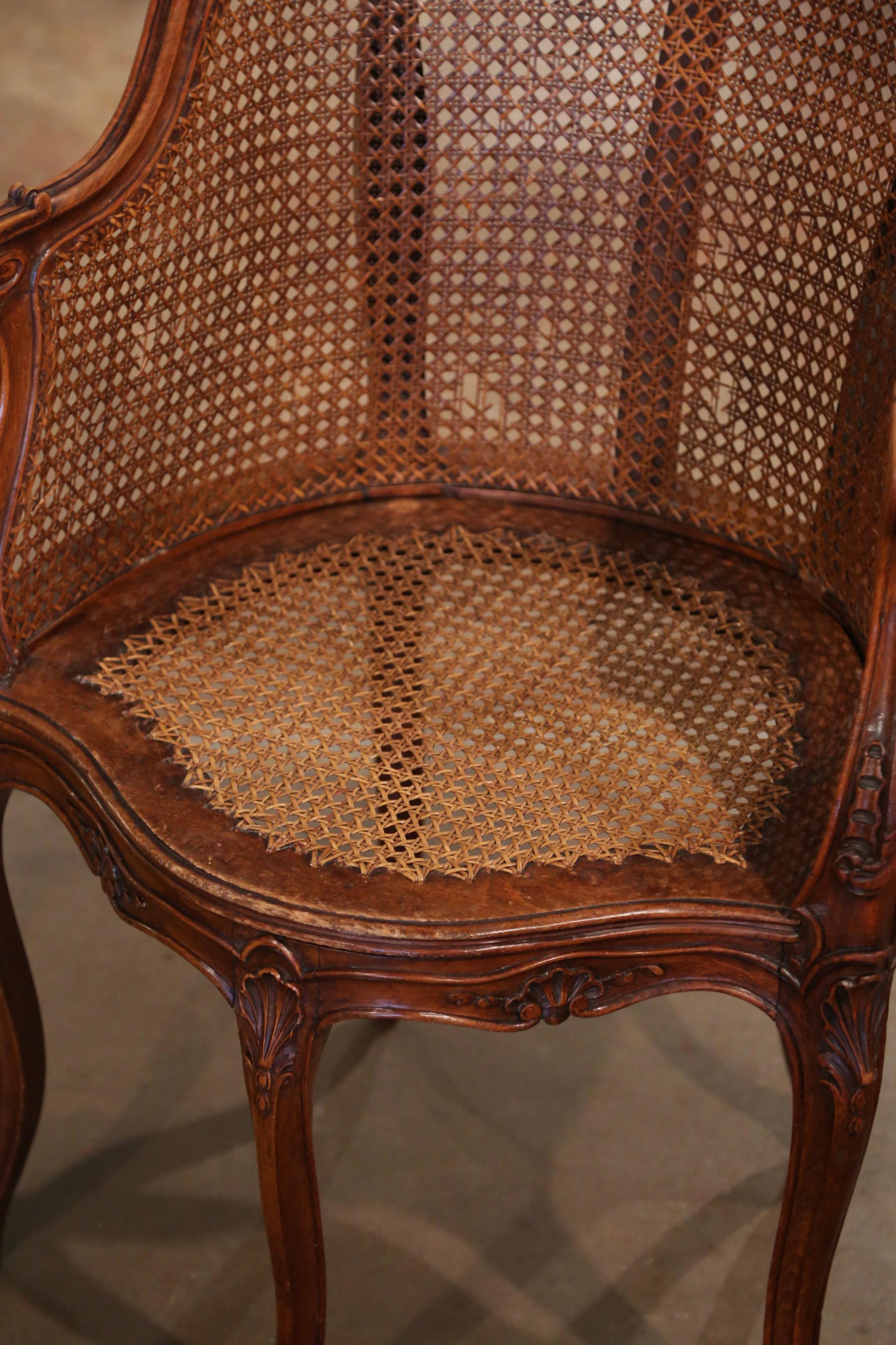 19th Century French Louis XV Cane Five-Leg Desk Armchair For Sale 1