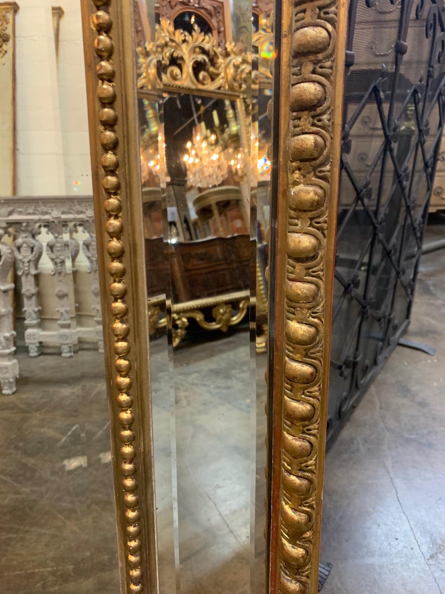 19th Century French Louis XV Carved and Giltwood Cushion Mirror 2