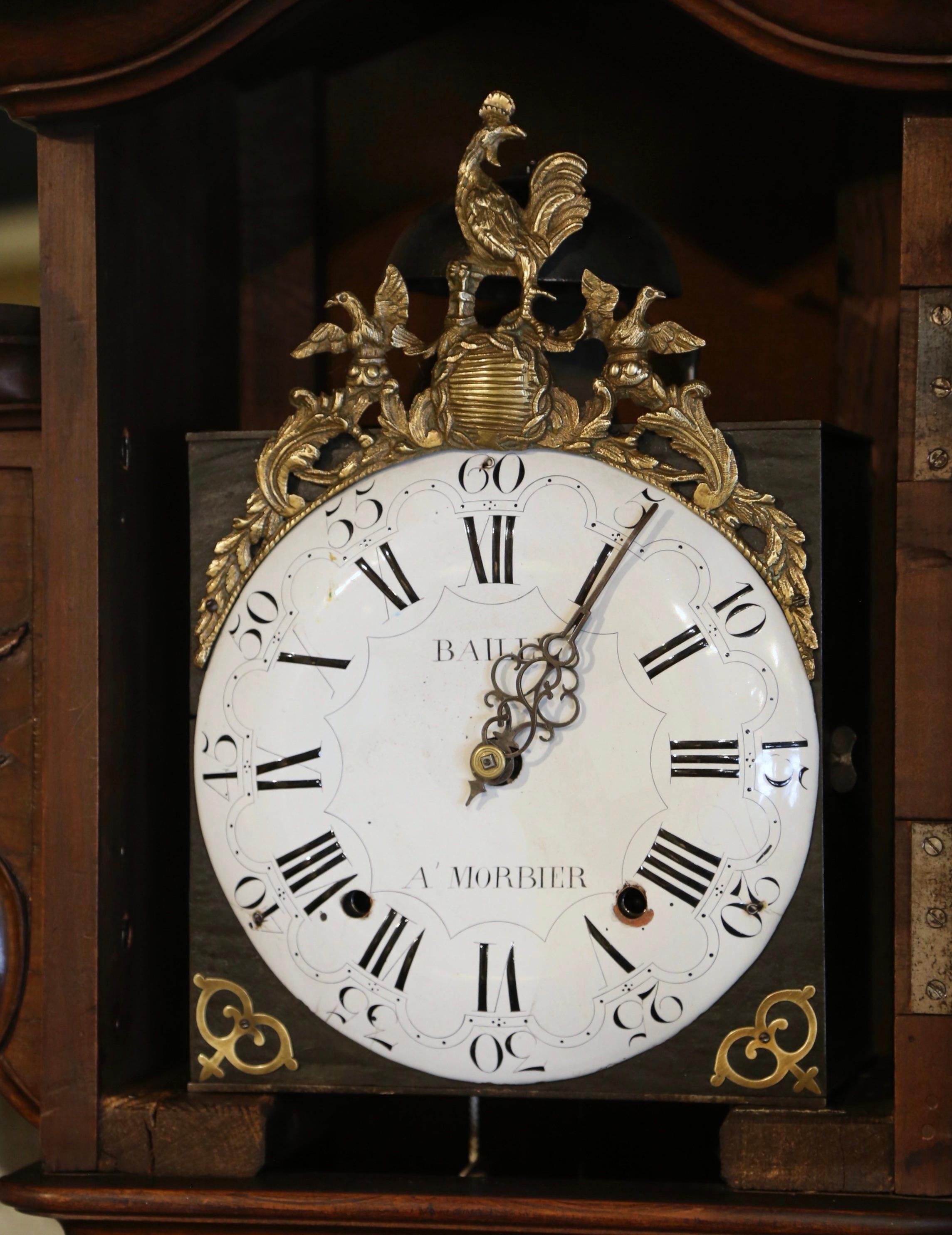 19. Jahrhundert Französisch Louis XV geschnitzt Burl, Esche und Nussbaum Bressan Uhr Vaisselier  im Angebot 11