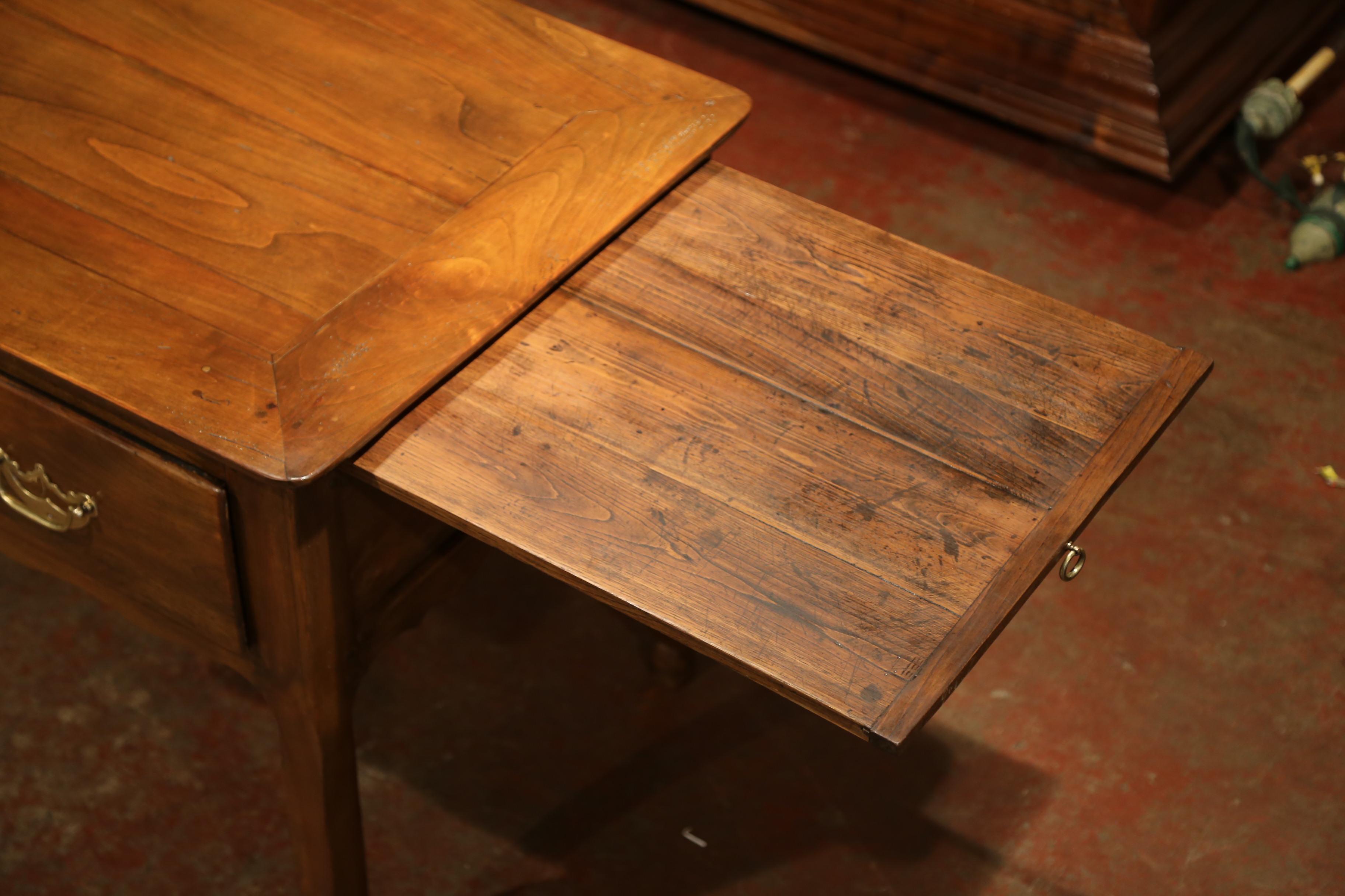 19th Century French Louis XV Carved Cherry Desk with Drawers and Pull Out Trays (Messing)