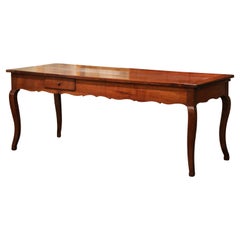 Antique 19th Century French Louis XV Carved Cherry Farmhouse Table with Pull Out Leaves