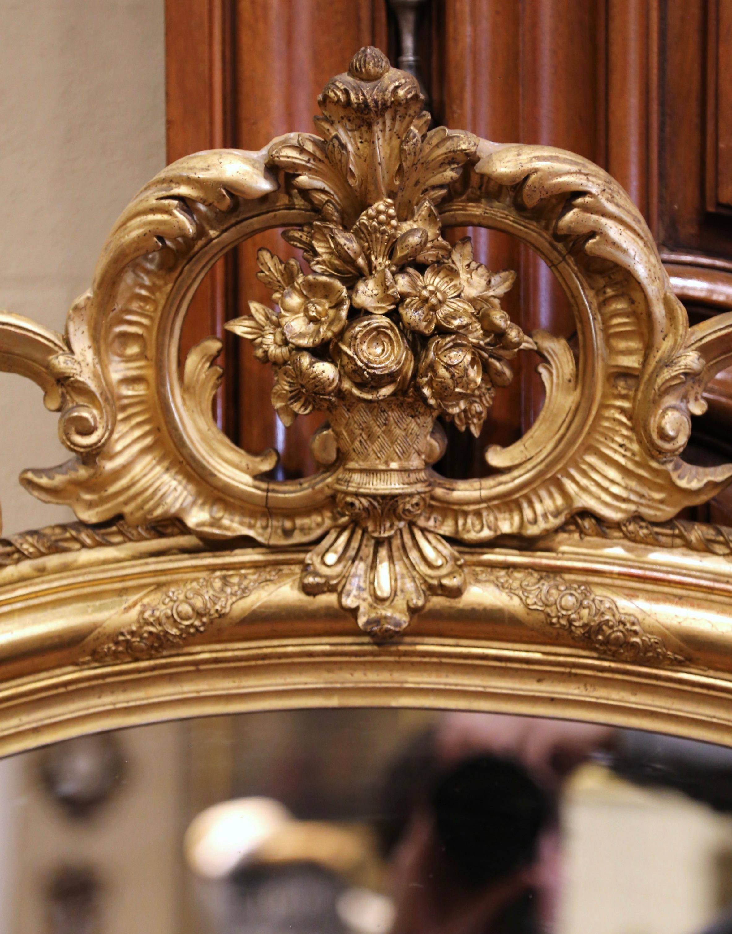 19th Century French Louis XV Carved Giltwood Wall Mirror 1