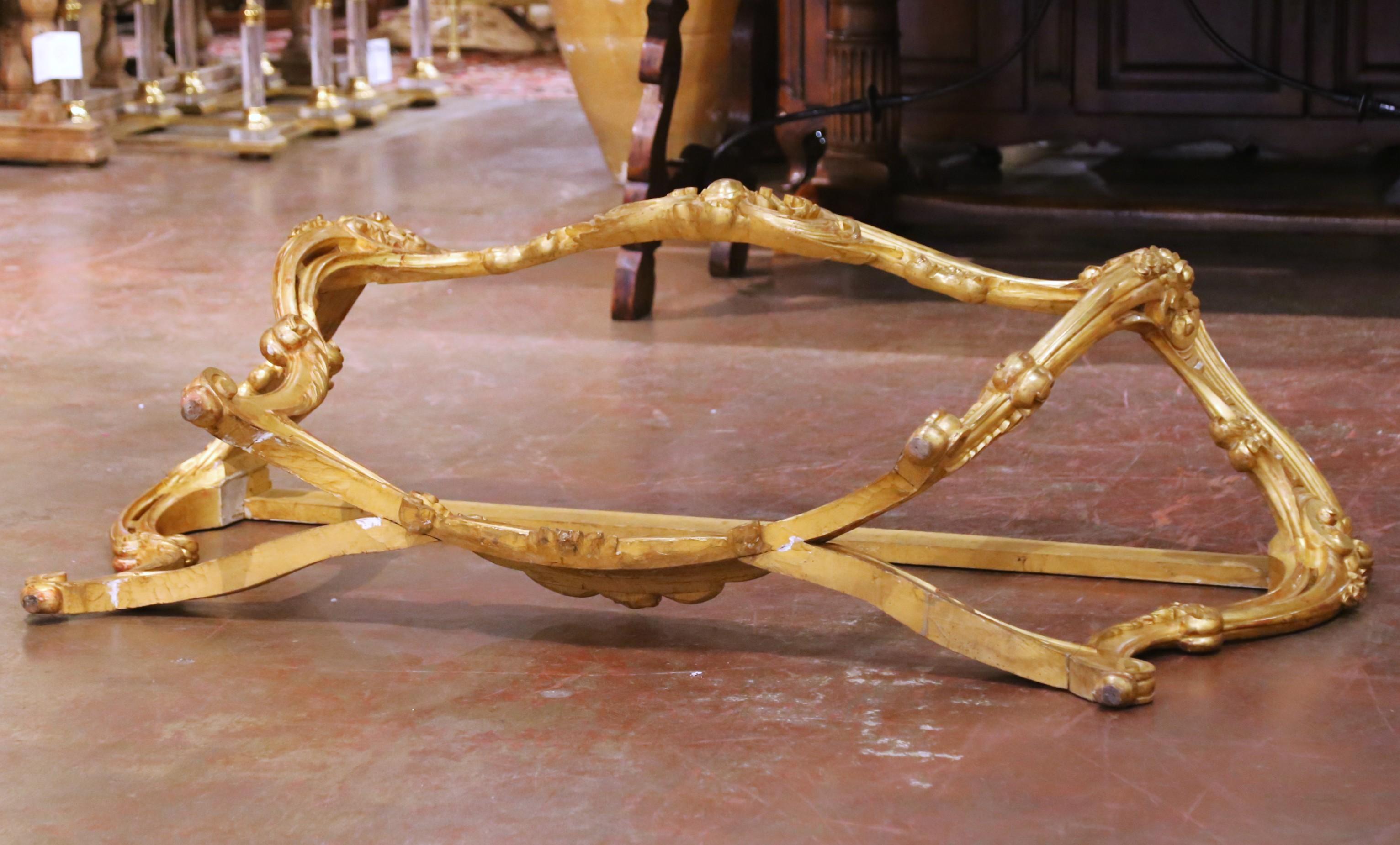 19th Century French Louis XV Carved Giltwood Console Table with Marble ...