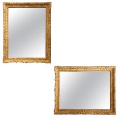 19th Century French Louis XV Carved Giltwood Mirror with Floral and Shell Decor