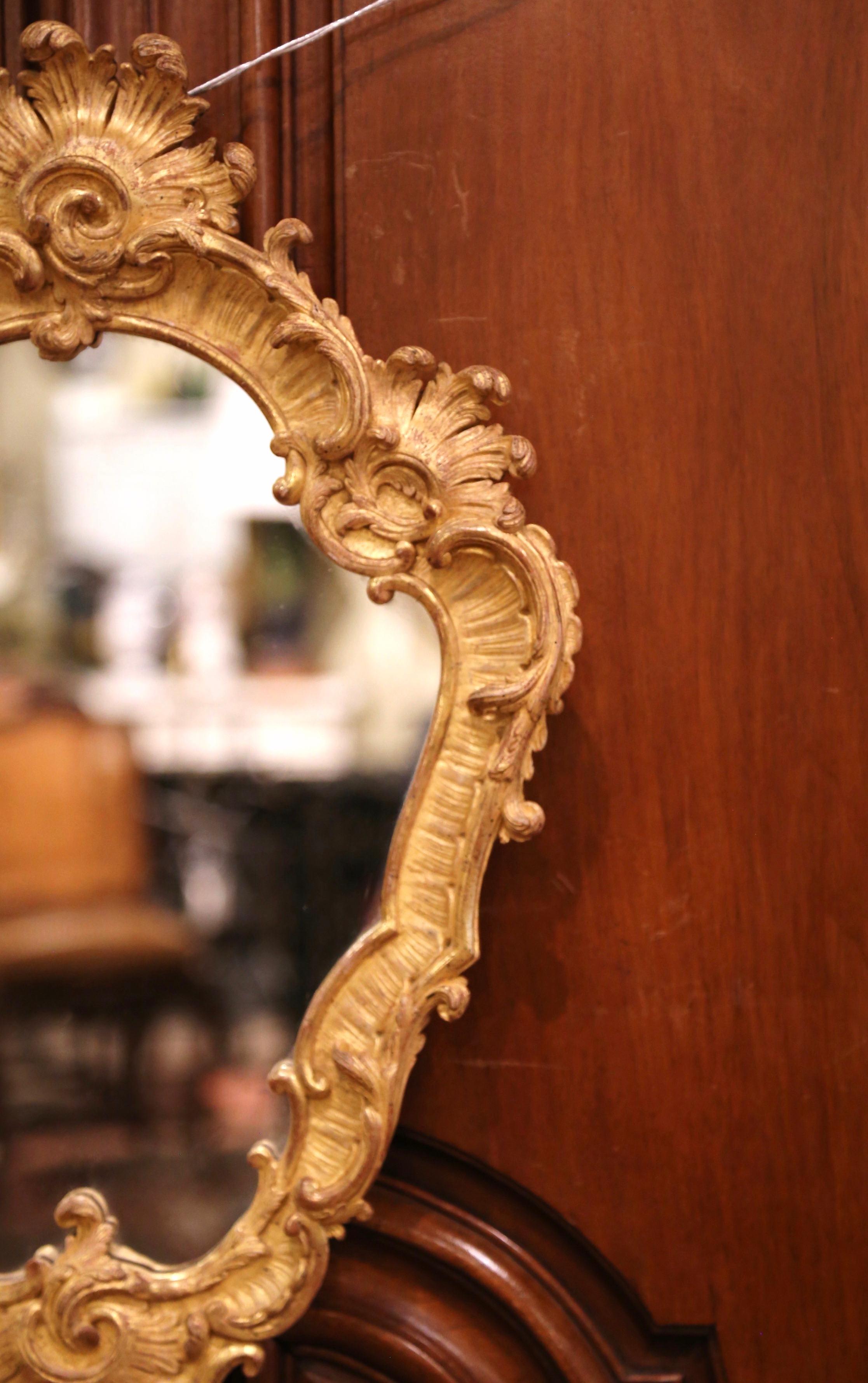 19th Century French Louis XV Carved Giltwood Wall Mirror 3