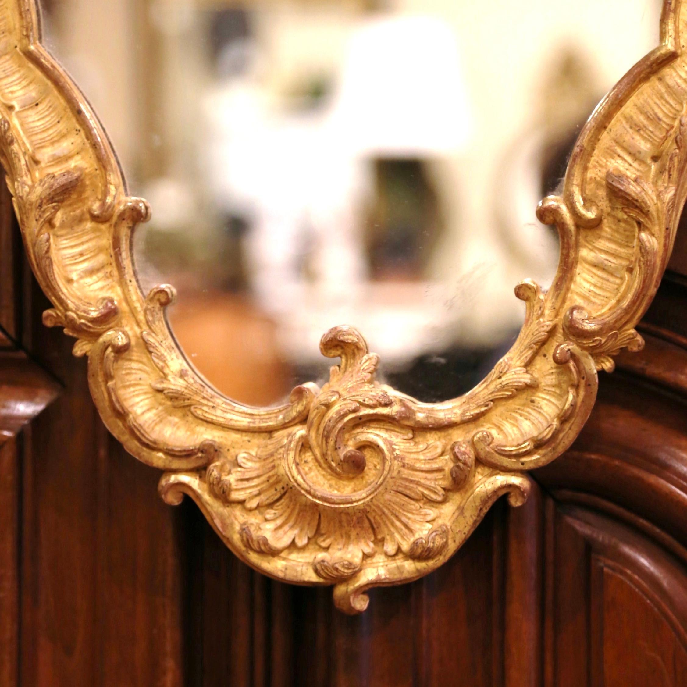 19th Century French Louis XV Carved Giltwood Wall Mirror 4