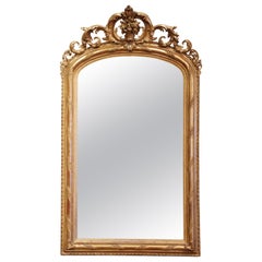 19th Century French Louis XV Carved Giltwood Wall Mirror