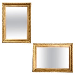 19th Century French Louis XV Carved Gold Leaf Mirror with Floral and Shell Decor