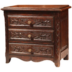 Antique 19th Century French Louis XV Carved Oak Miniature Chest of Drawers from Normandy