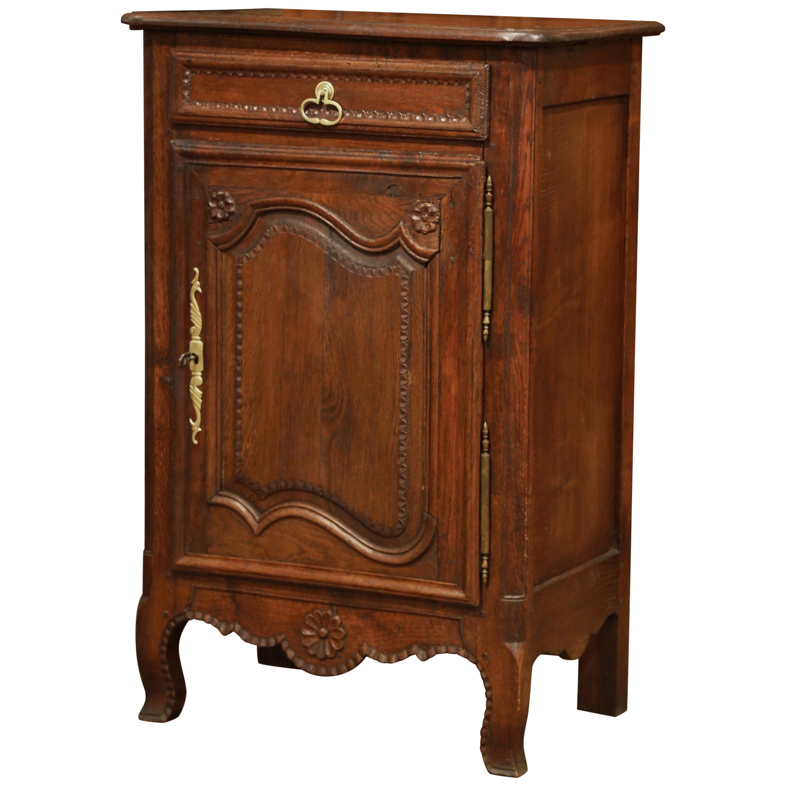 19th Century French Louis XV Carved Oak One-Door Jelly Cabinet Confiturier