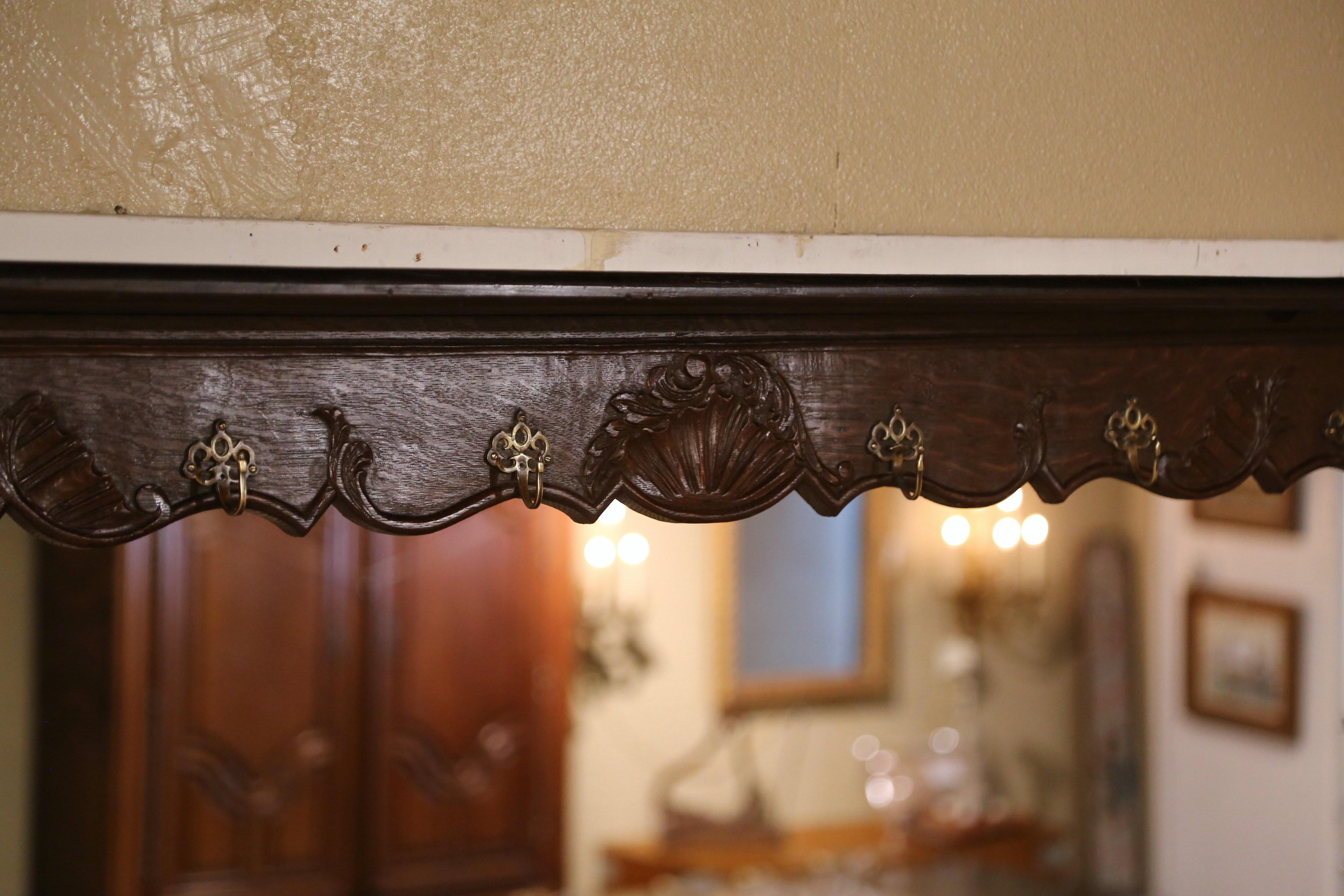 19th Century French Louis XV Carved Oak Wall Hanging Shelf from Normandy For Sale 3