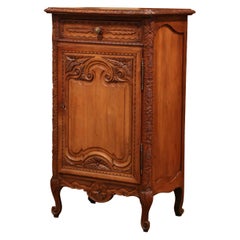 Antique 19th Century French Louis XV Carved Pear Wood Jelly Cabinet from Normandy