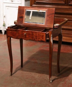 19th Century French Louis XV Carved Rosewood and Felt Flip Top Game Table