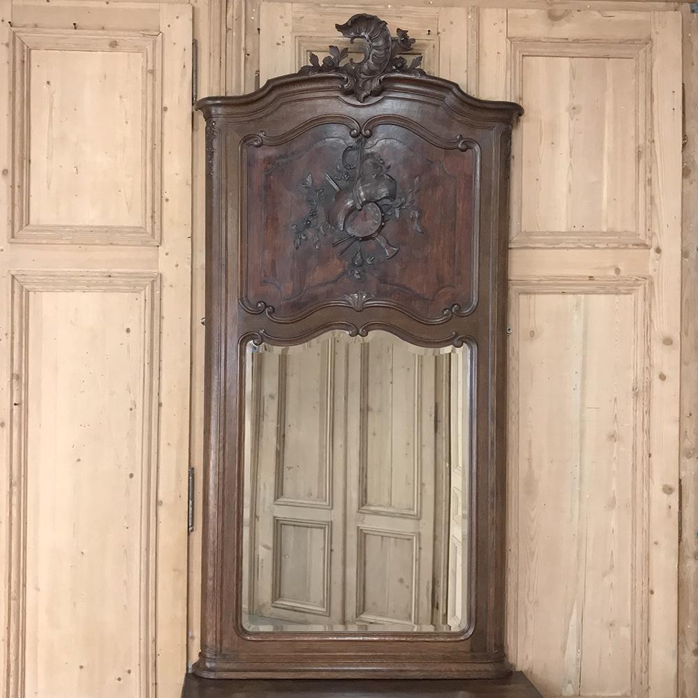19th Century French Louis XV Carved Trumeau with Beveled Mirror 1