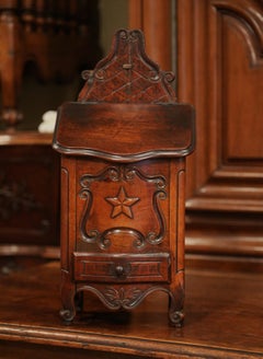 19th Century French Louis XV Carved Walnut Bombe Salt Box from Provence