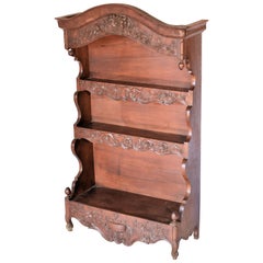 19th Century French Louis XV Carved Walnut Étagère Shelf