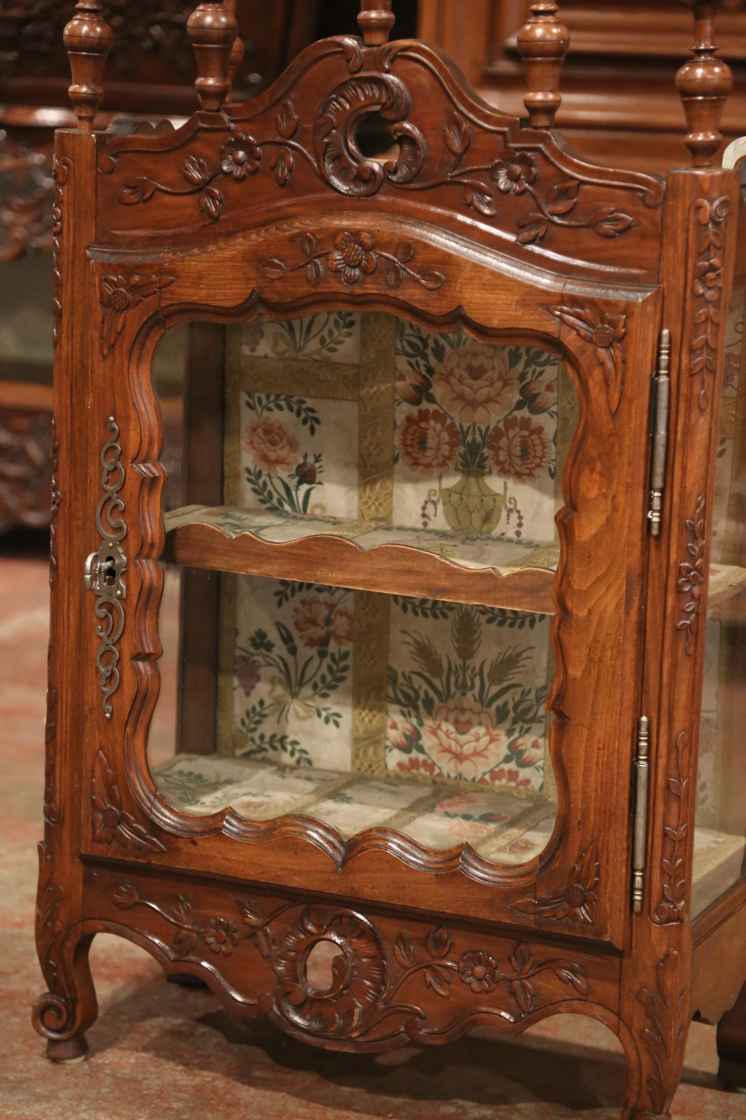 Hand-Carved 19th Century French Louis XV Carved Walnut Hanging Vitrine from Provence