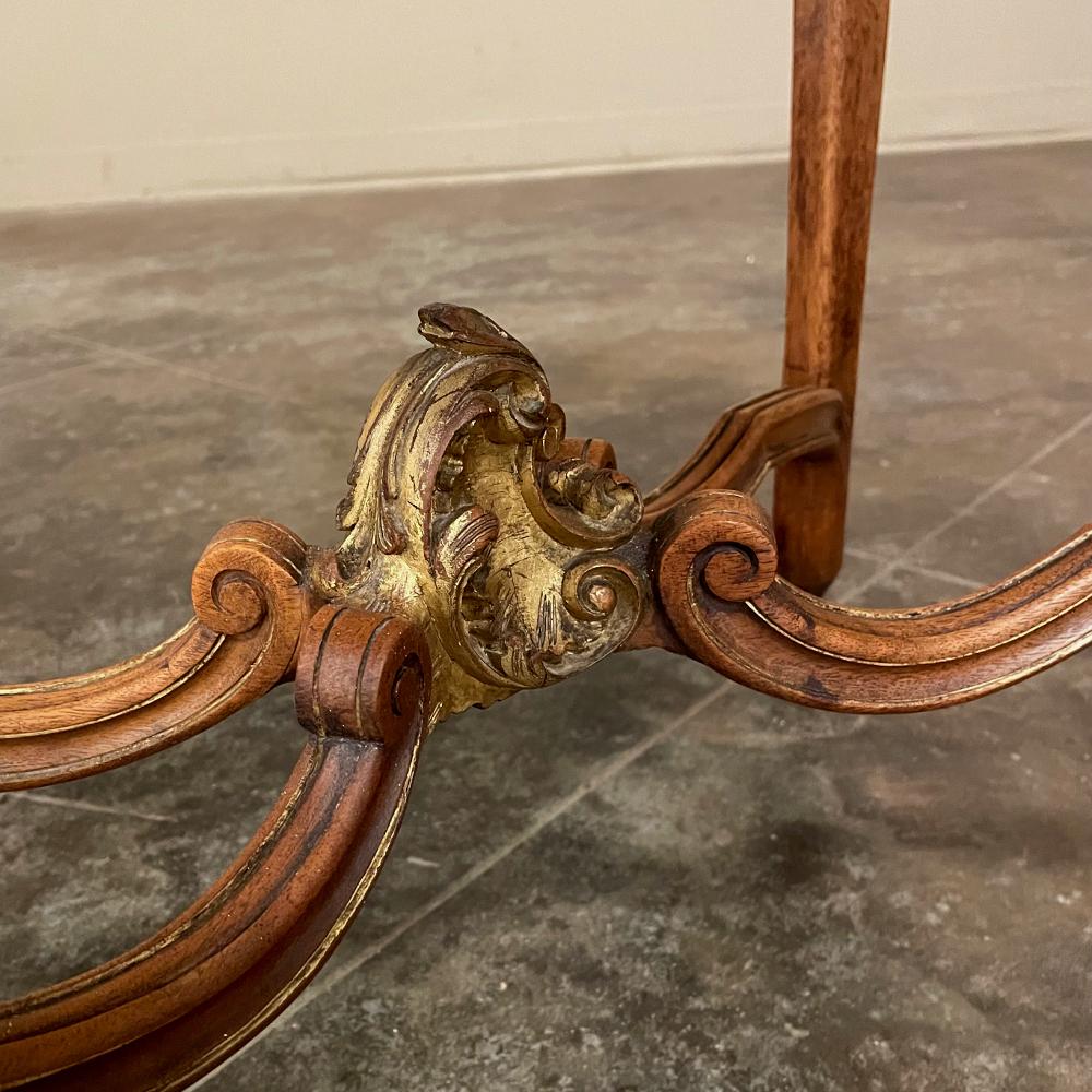 19th Century French Louis XV Carved Walnut Marble Top End Table For Sale 8