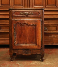 19th Century French Louis XV Carved Walnut One-Door Jelly Cabinet with Drawer