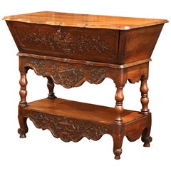 19th Century French Louis XV Carved Walnut Petrin Dough Box from Provence