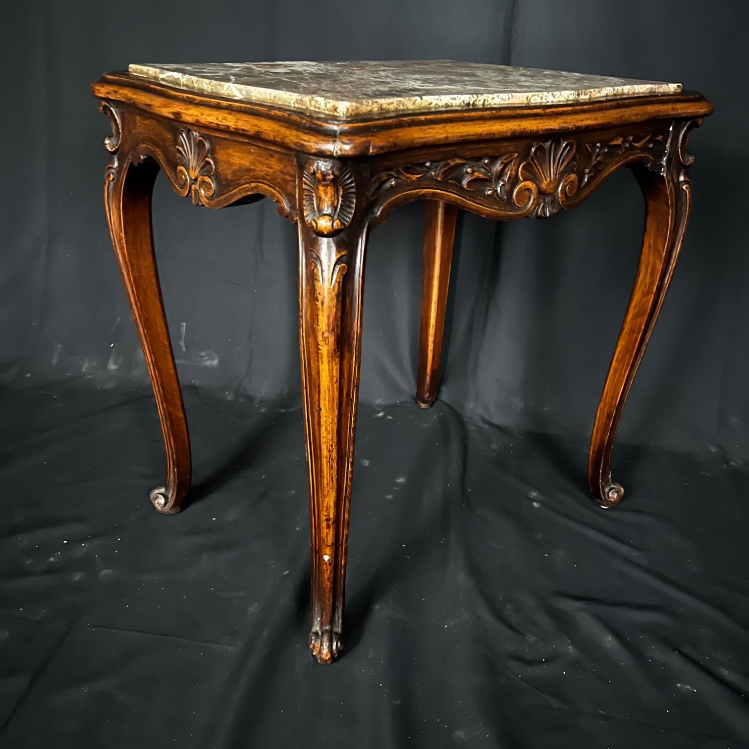 19th Century French Louis XV Carved Walnut Side Table 1