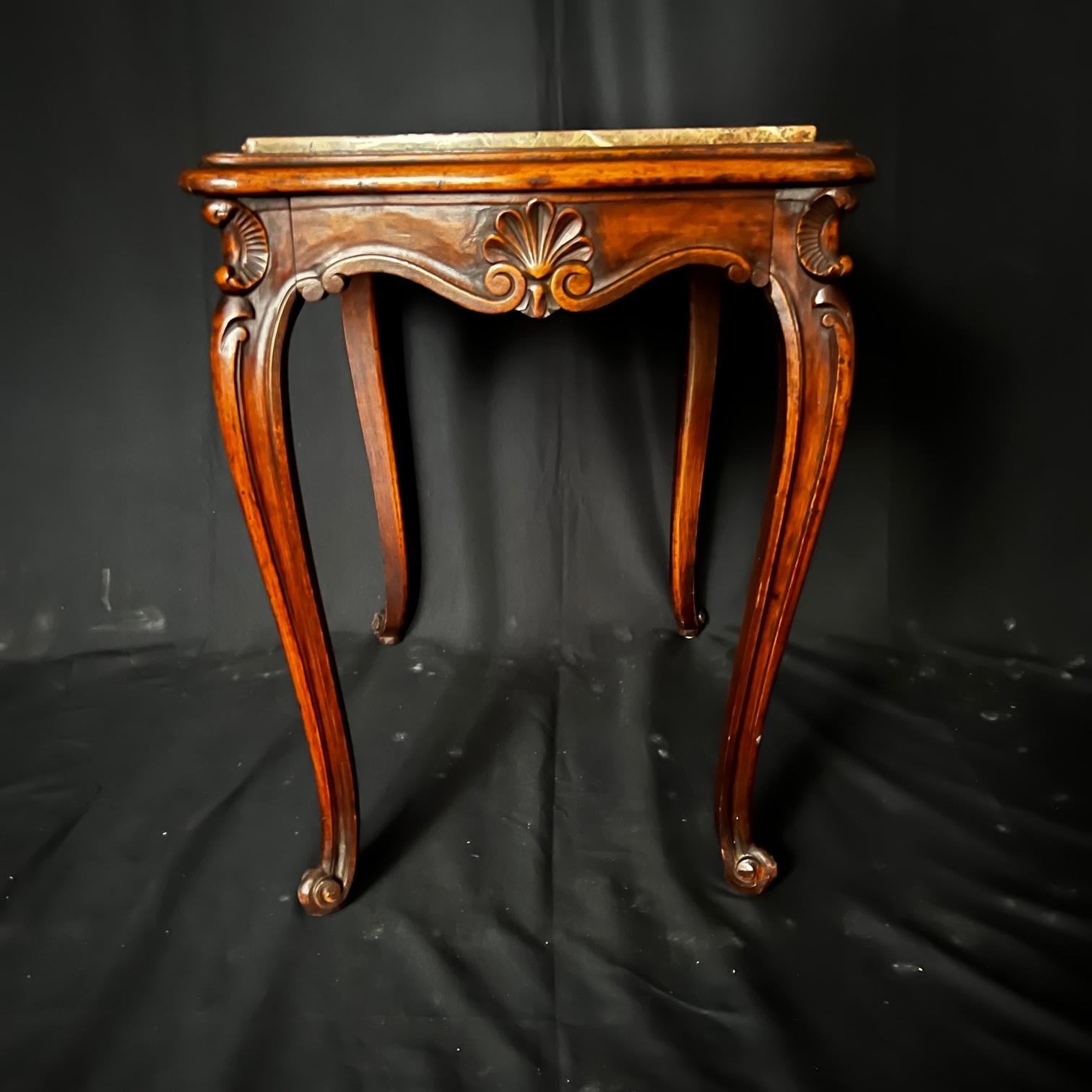 19th Century French Louis XV Carved Walnut Side Table 2