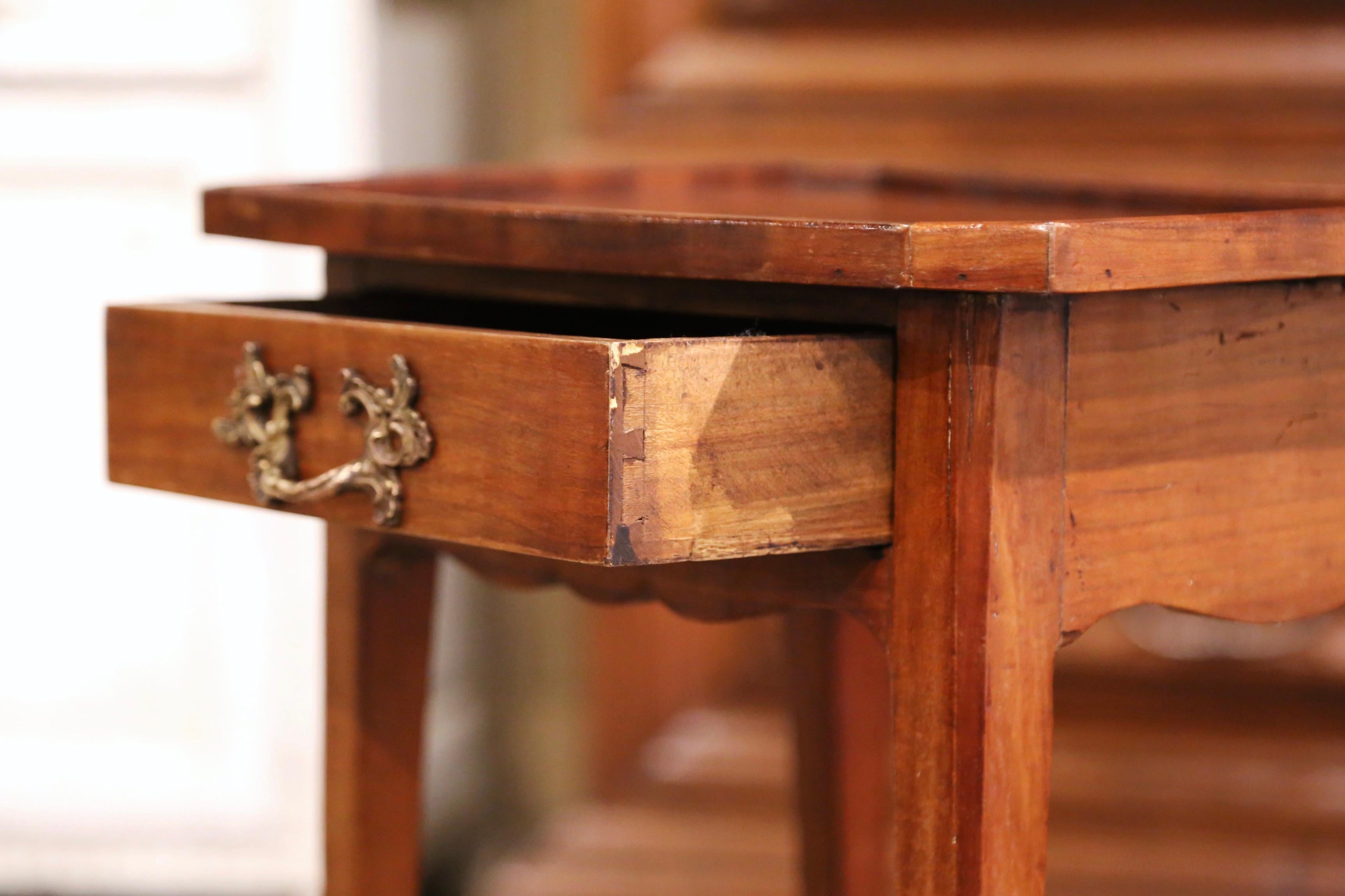 19th Century French Louis XV Carved Walnut Side Table with Drawer 3