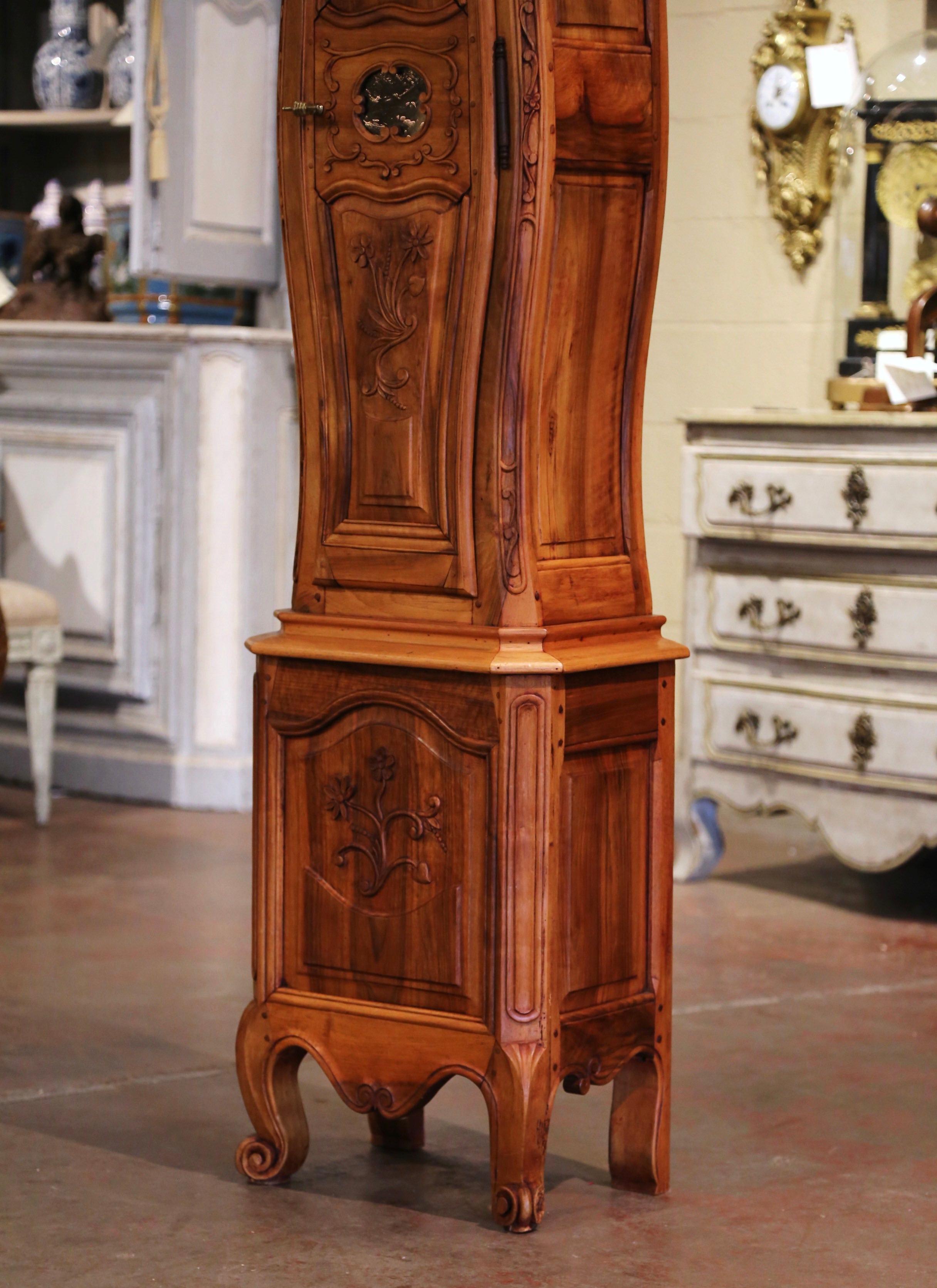19th Century French Louis XV Carved Walnut Tall Case Clock from Provence 5