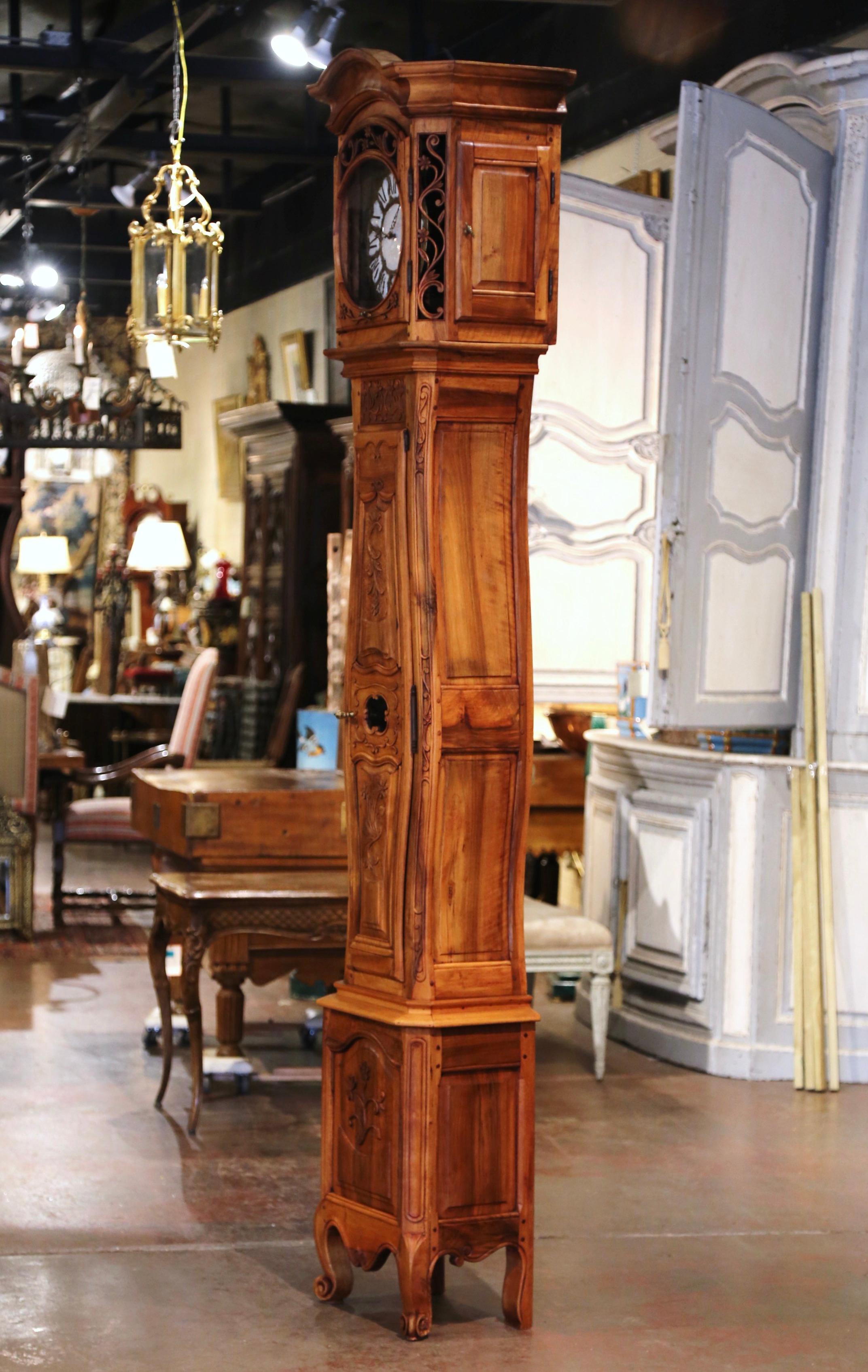 19th Century French Louis XV Carved Walnut Tall Case Clock from Provence 13