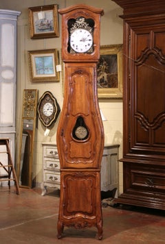 19th Century French Louis XV Carved Walnut Tall Case Clock from Provence