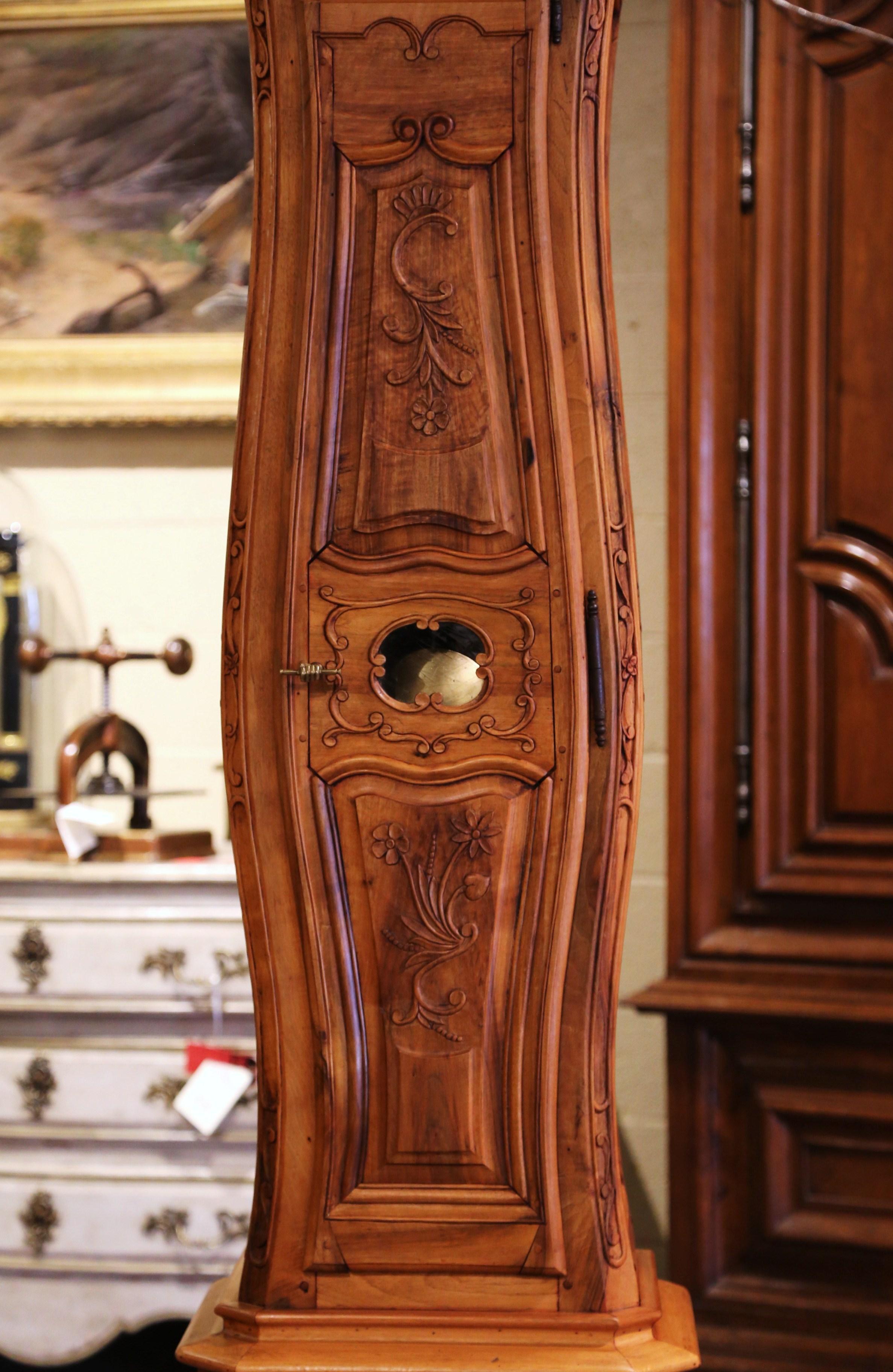 19th Century French Louis XV Carved Walnut Tall Case Clock from Provence 3