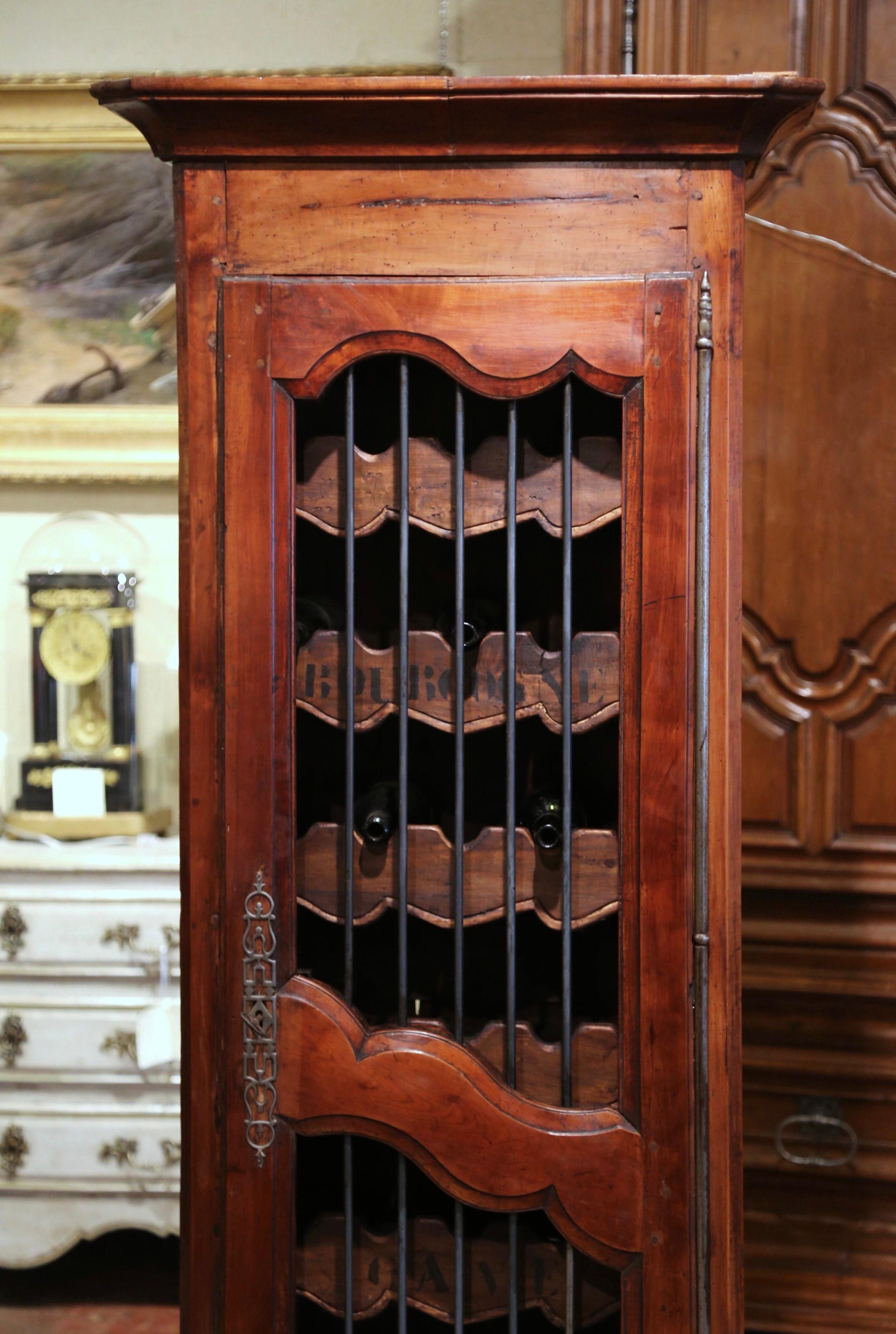 Hand-Carved 19th Century French Louis XV Carved Walnut Thirty Five Wine Bottles Cabinet