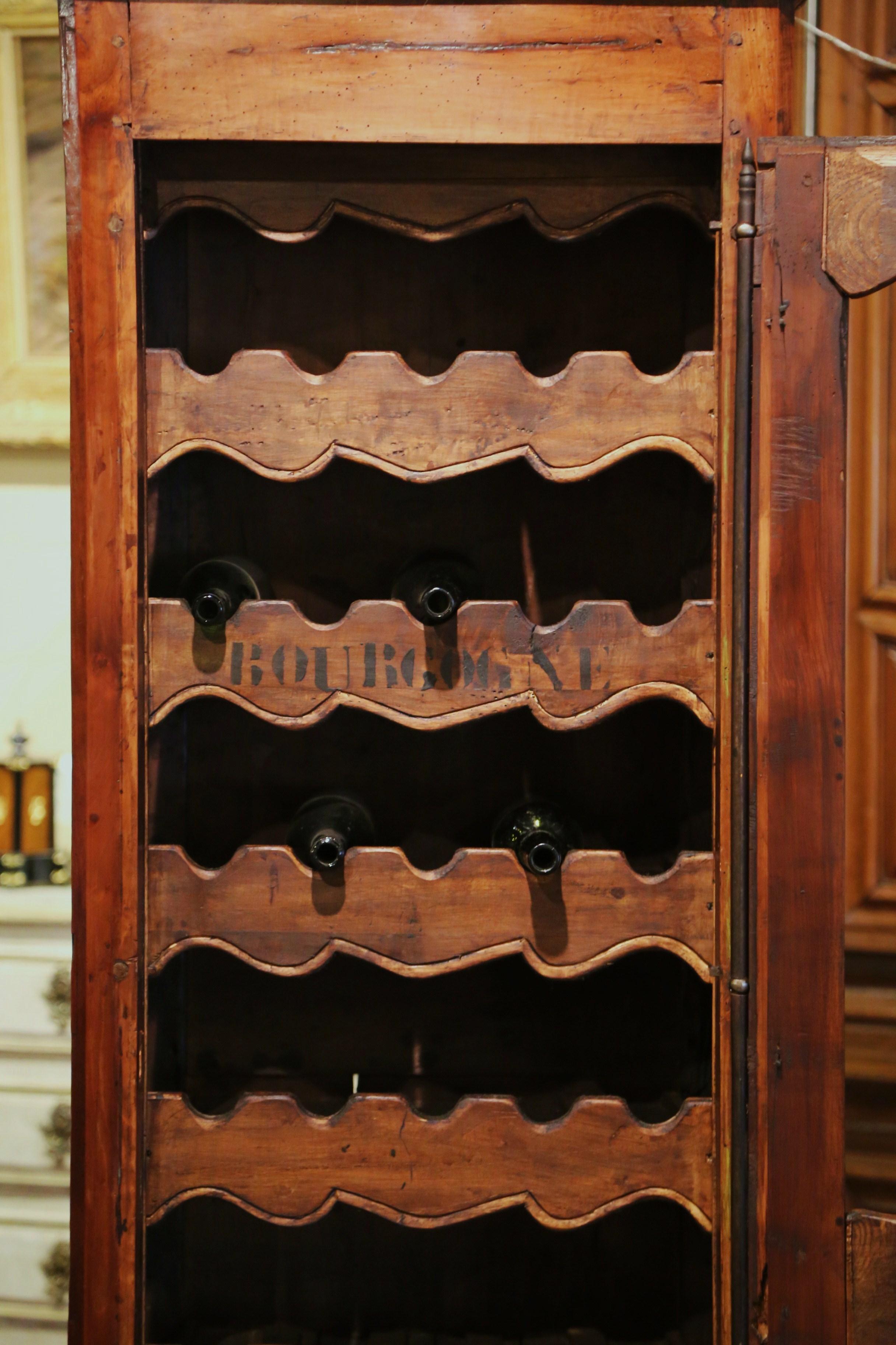 19th Century French Louis XV Carved Walnut Thirty Five Wine Bottles Cabinet 1