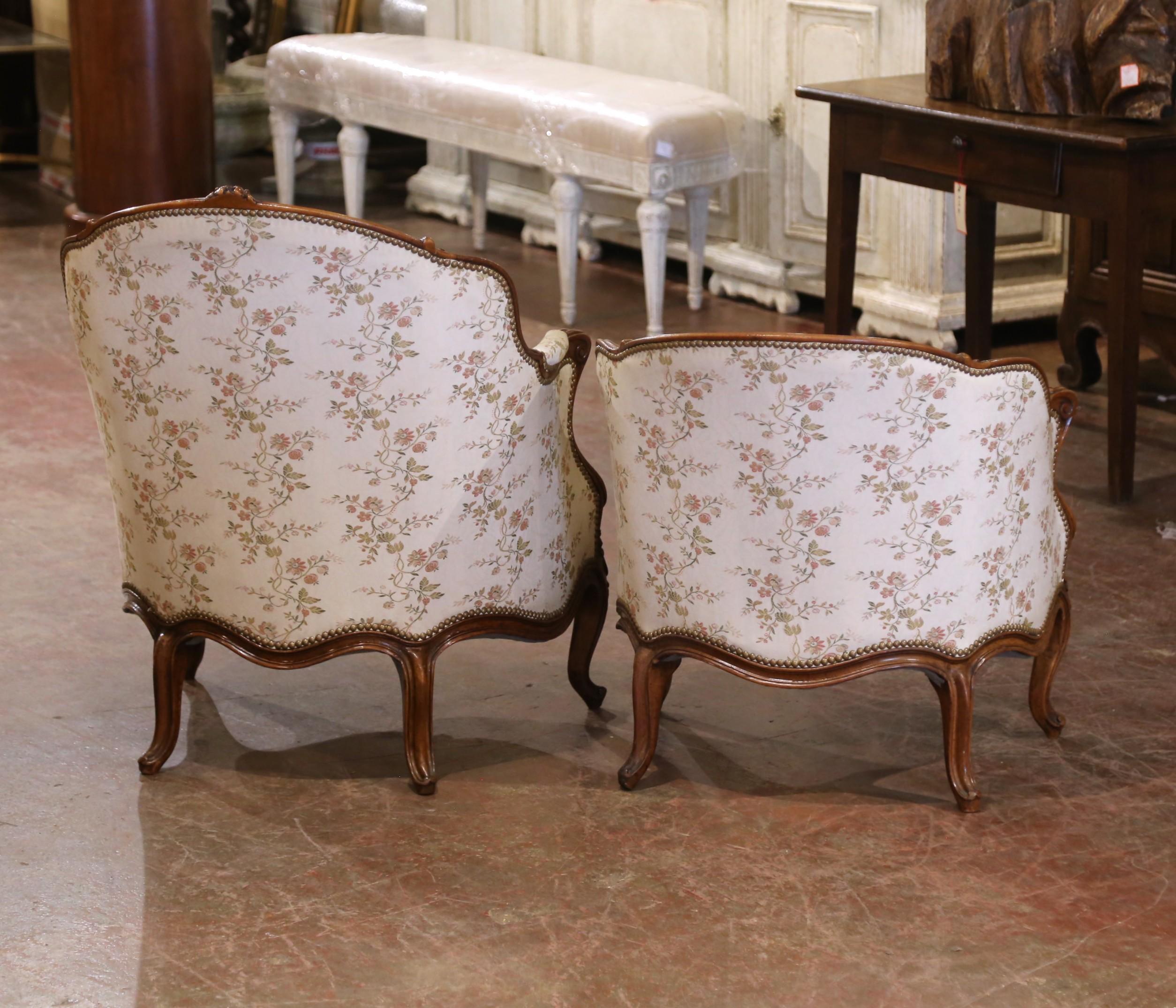 19. Jahrhundert Französisch Louis XV geschnitzt Nussbaum dreiteilige Chaise Lounge im Angebot 7