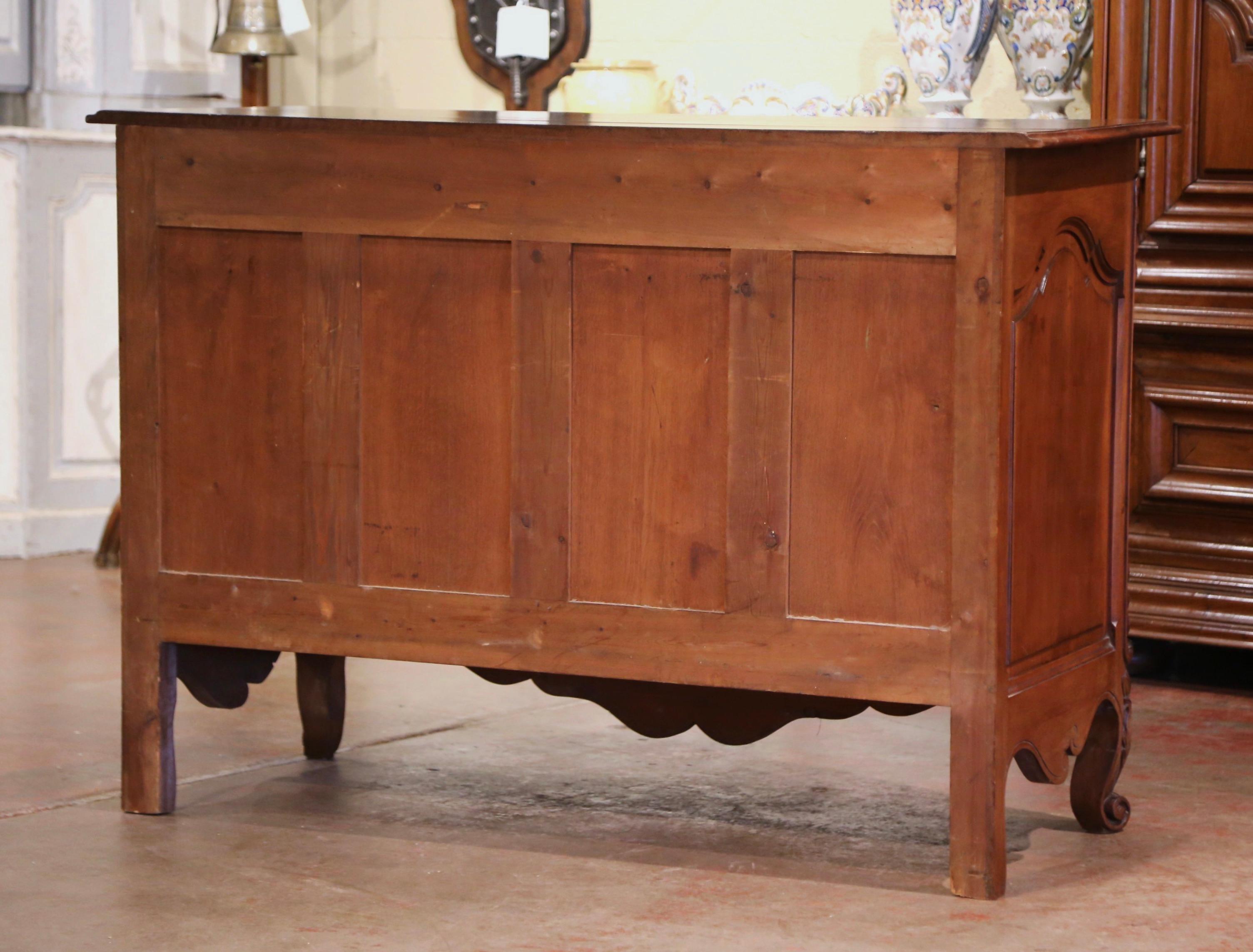 19th Century, French Louis XV Carved Walnut Two-Door Buffet from Provence 10