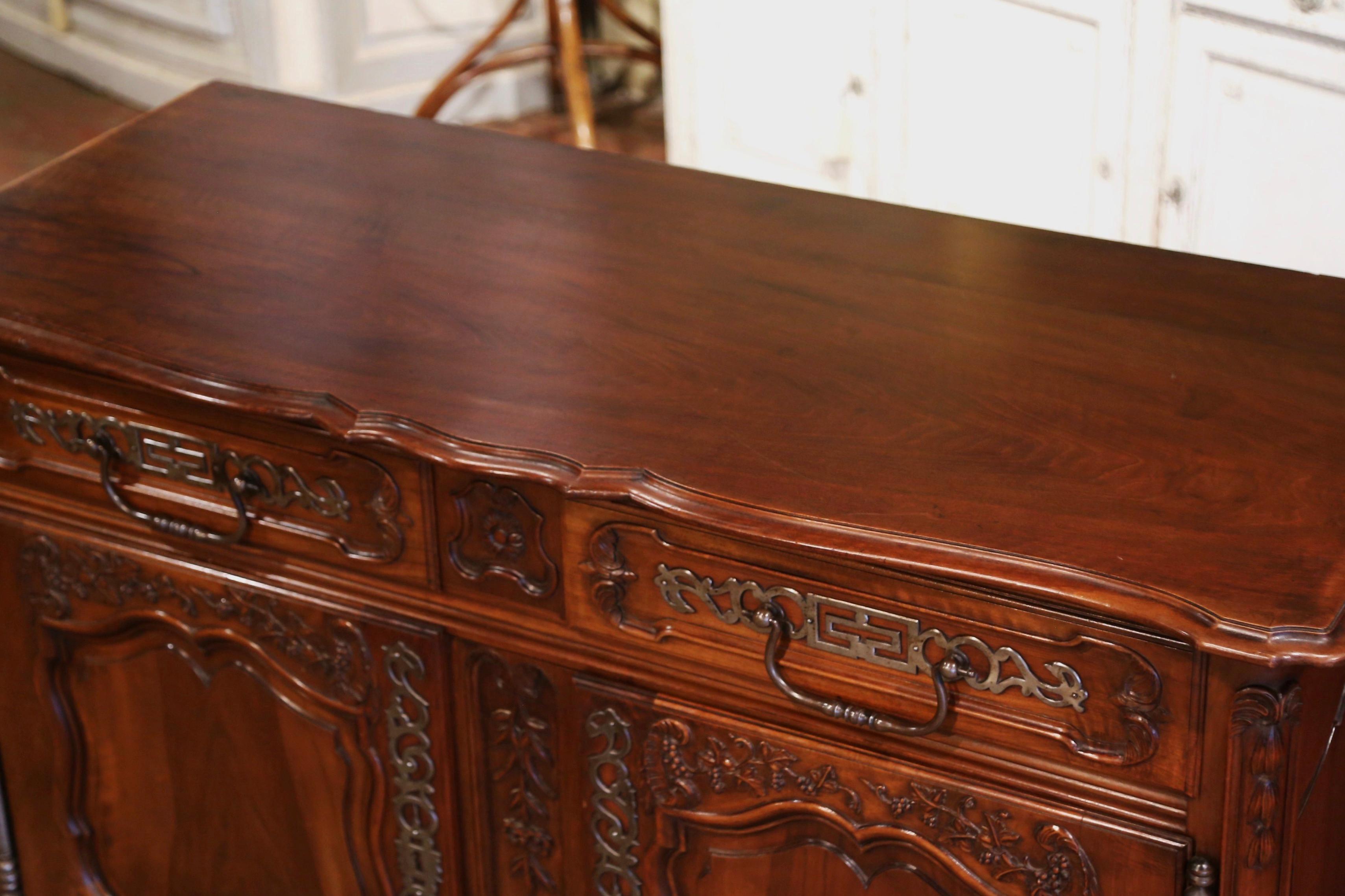 19th Century, French Louis XV Carved Walnut Two-Door Buffet from Provence 2