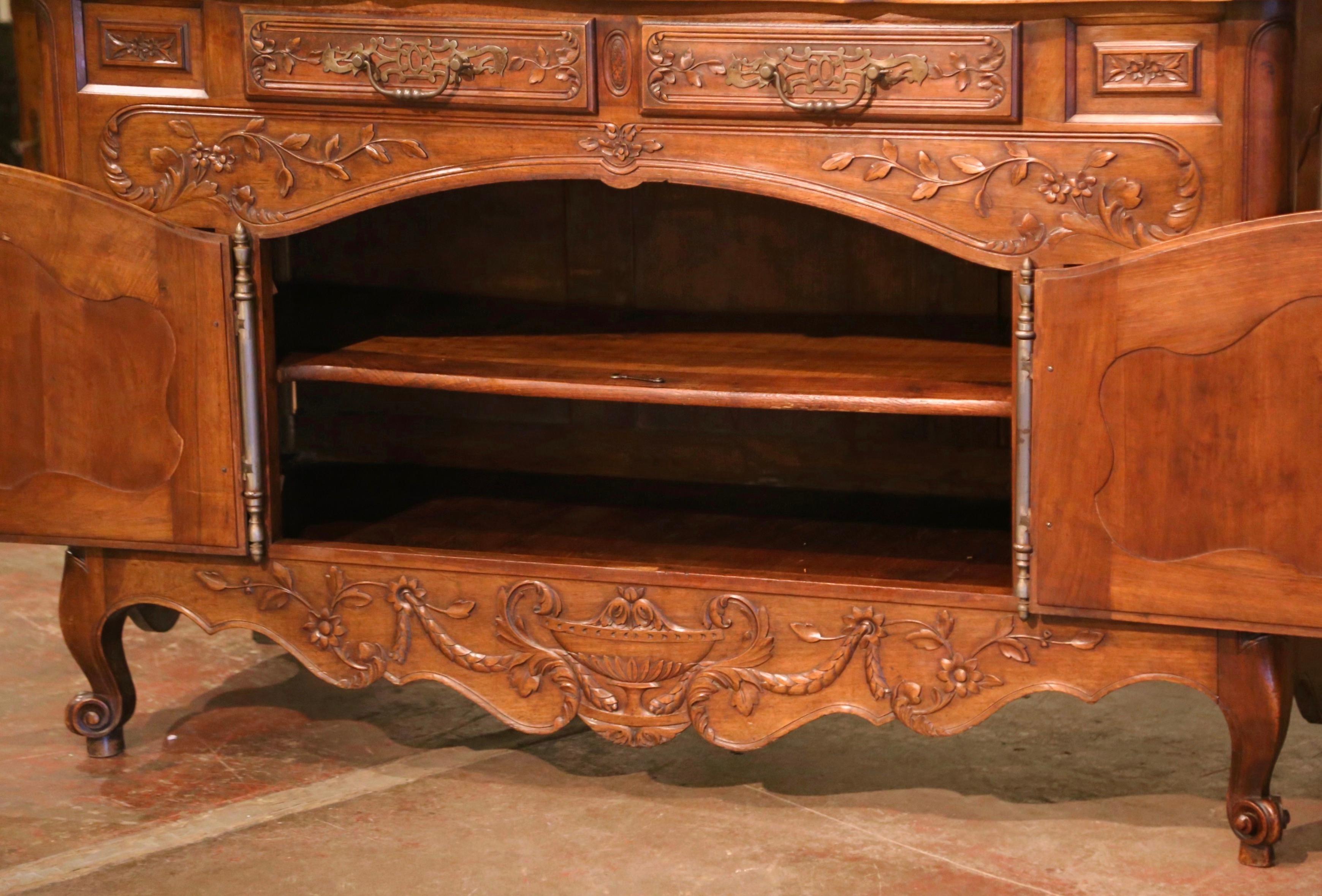 19th Century French Louis XV Carved Walnut Two-Door Buffet from Provence For Sale 4