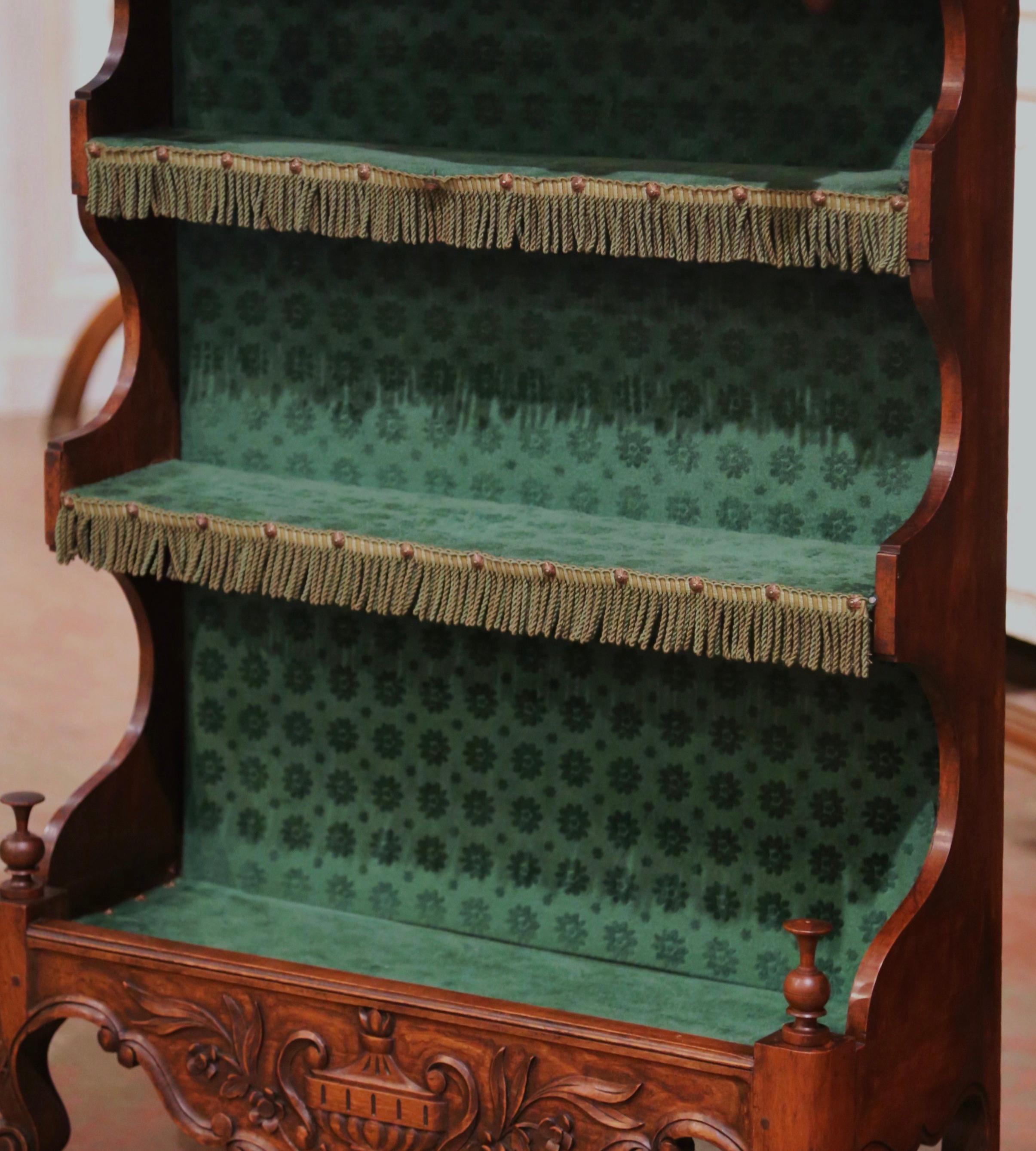 Hand-Carved 19th Century French Louis XV Carved Walnut Wall Estanier Shelf from Provence For Sale