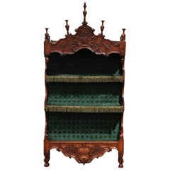 Used 19th Century French Louis XV Carved Walnut Wall Estanier Shelf from Provence