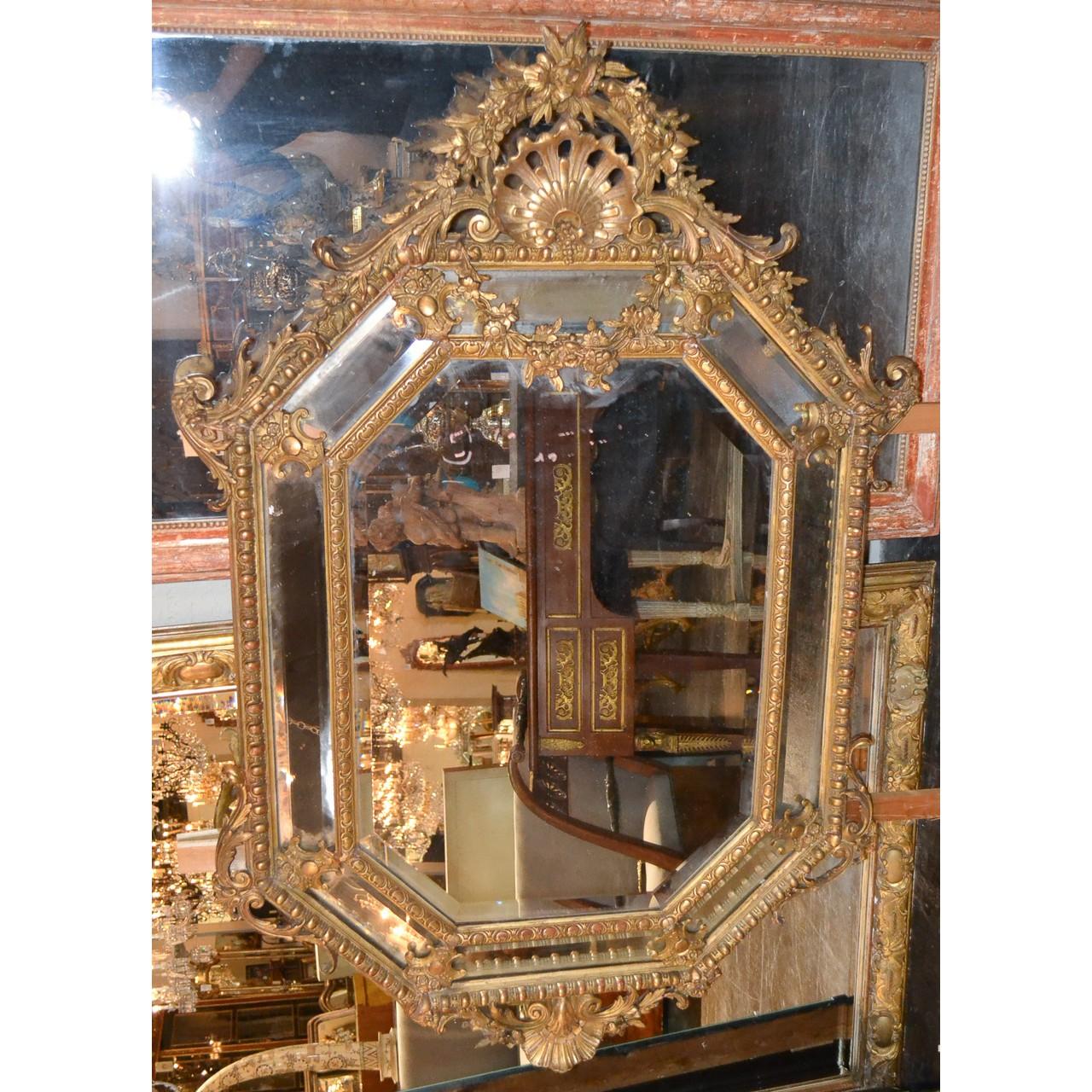 19th Century French Louis XV Cushion Mirror In Good Condition In Dallas, TX