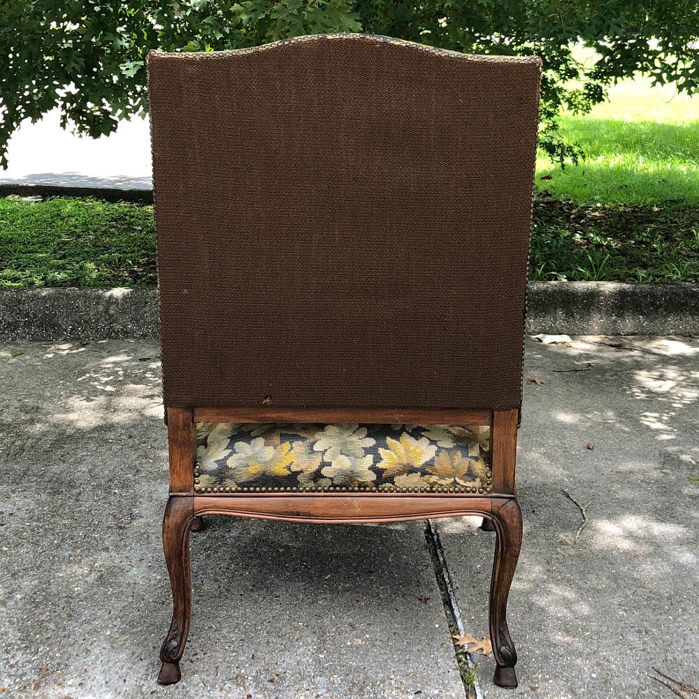 19th Century French Louis XV Fruitwood Armchair, Fauteuil with Needlepoint Tape For Sale 1